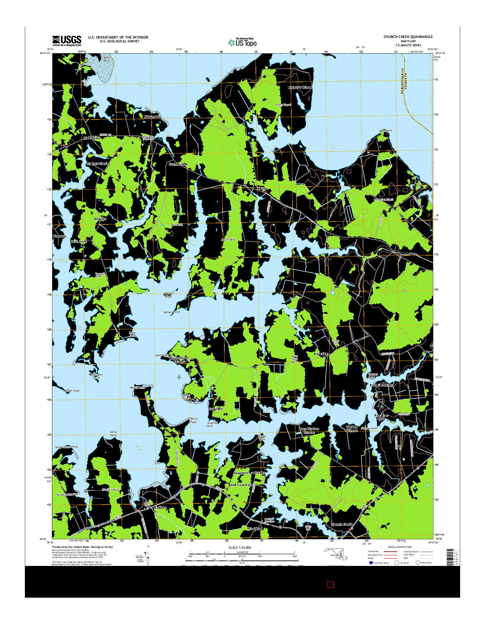 USGS US TOPO 7.5-MINUTE MAP FOR CHURCH CREEK, MD 2014