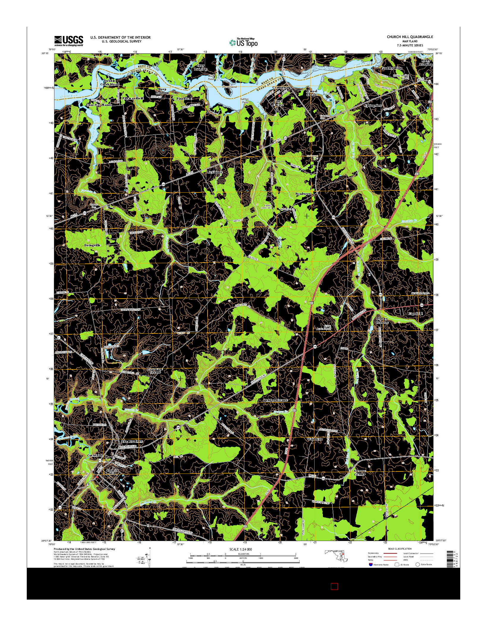 USGS US TOPO 7.5-MINUTE MAP FOR CHURCH HILL, MD 2014