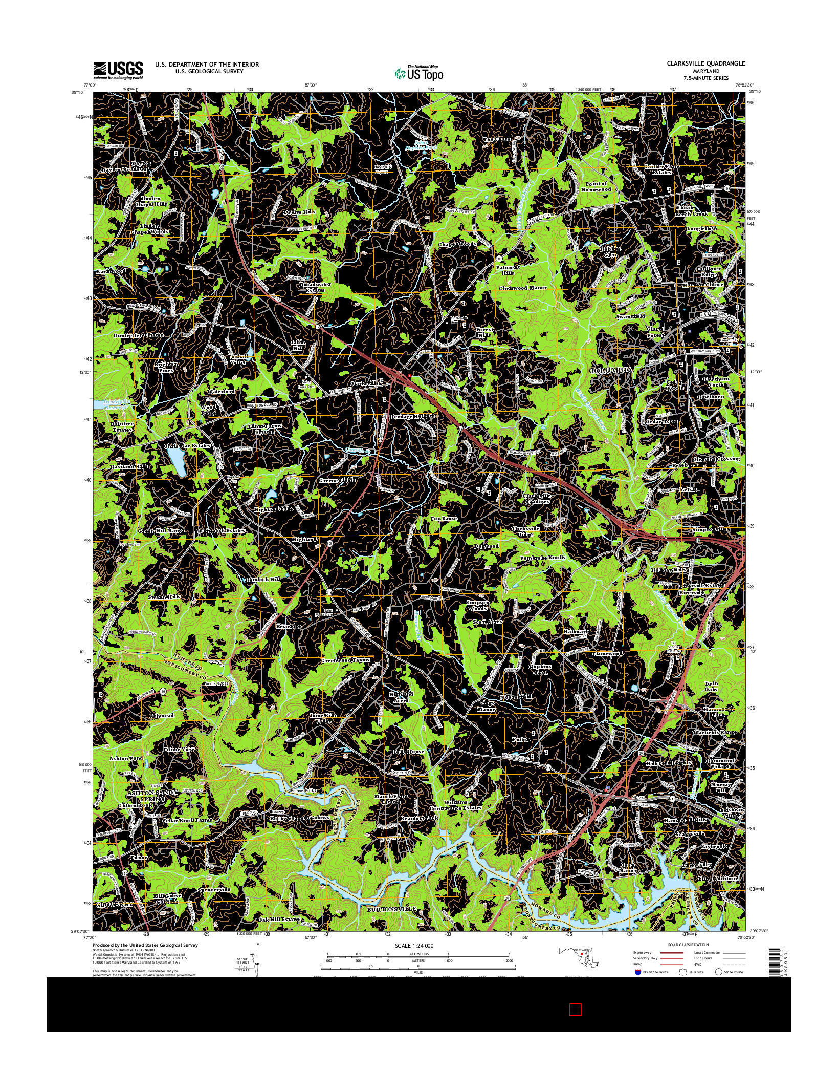 USGS US TOPO 7.5-MINUTE MAP FOR CLARKSVILLE, MD 2014