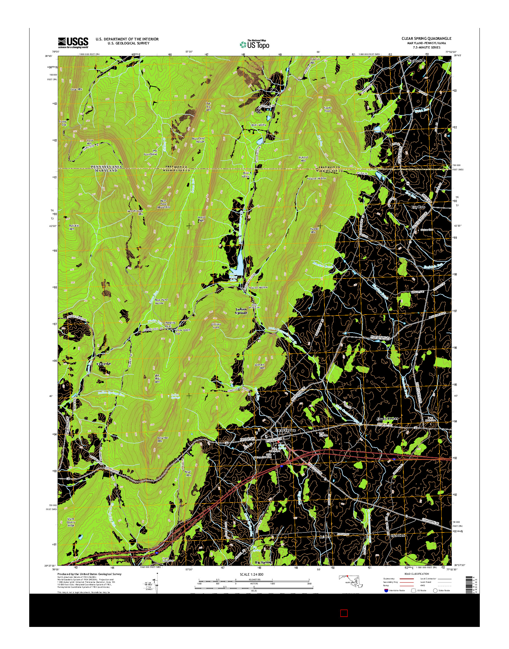 USGS US TOPO 7.5-MINUTE MAP FOR CLEAR SPRING, MD-PA 2014