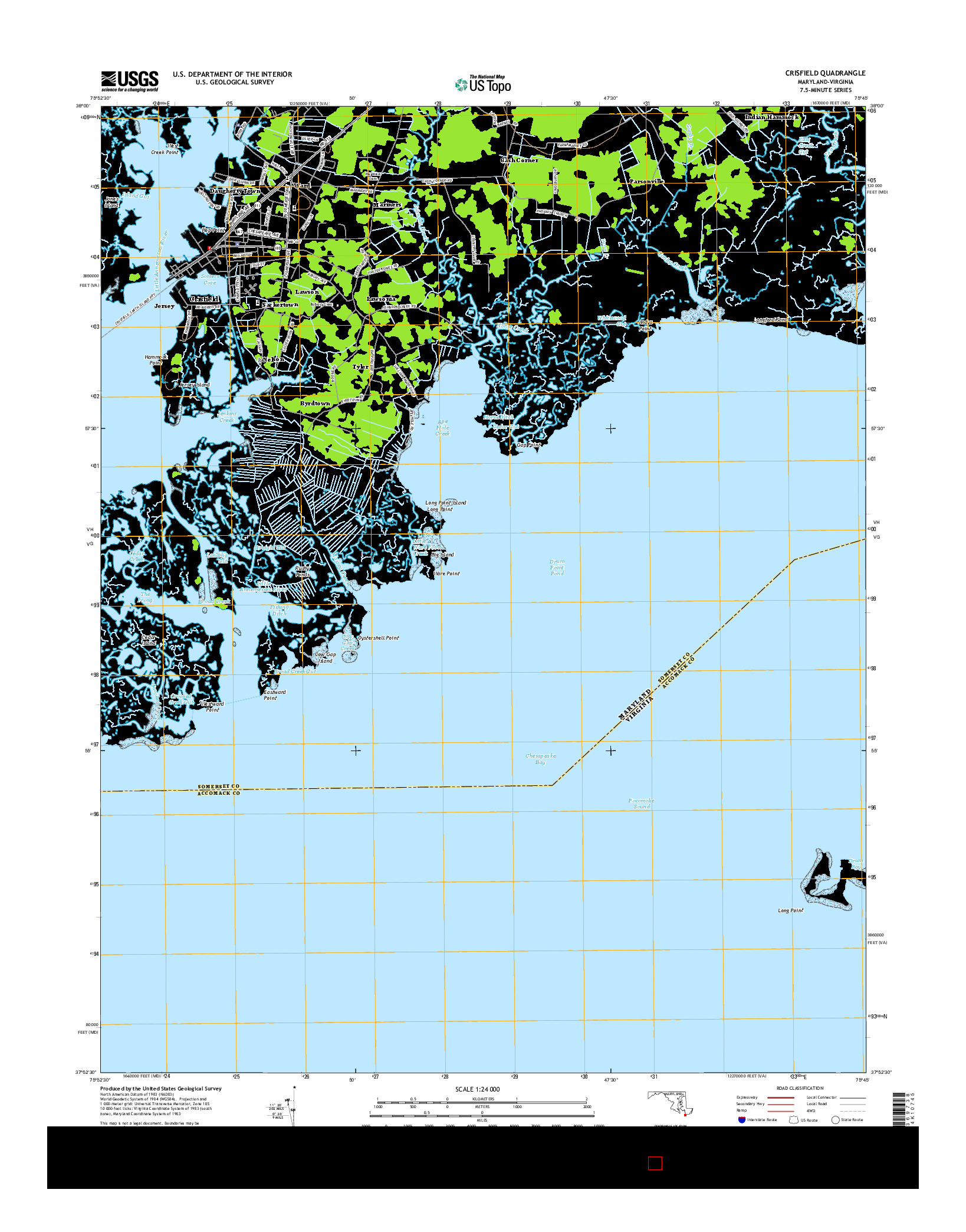 USGS US TOPO 7.5-MINUTE MAP FOR CRISFIELD, MD-VA 2014