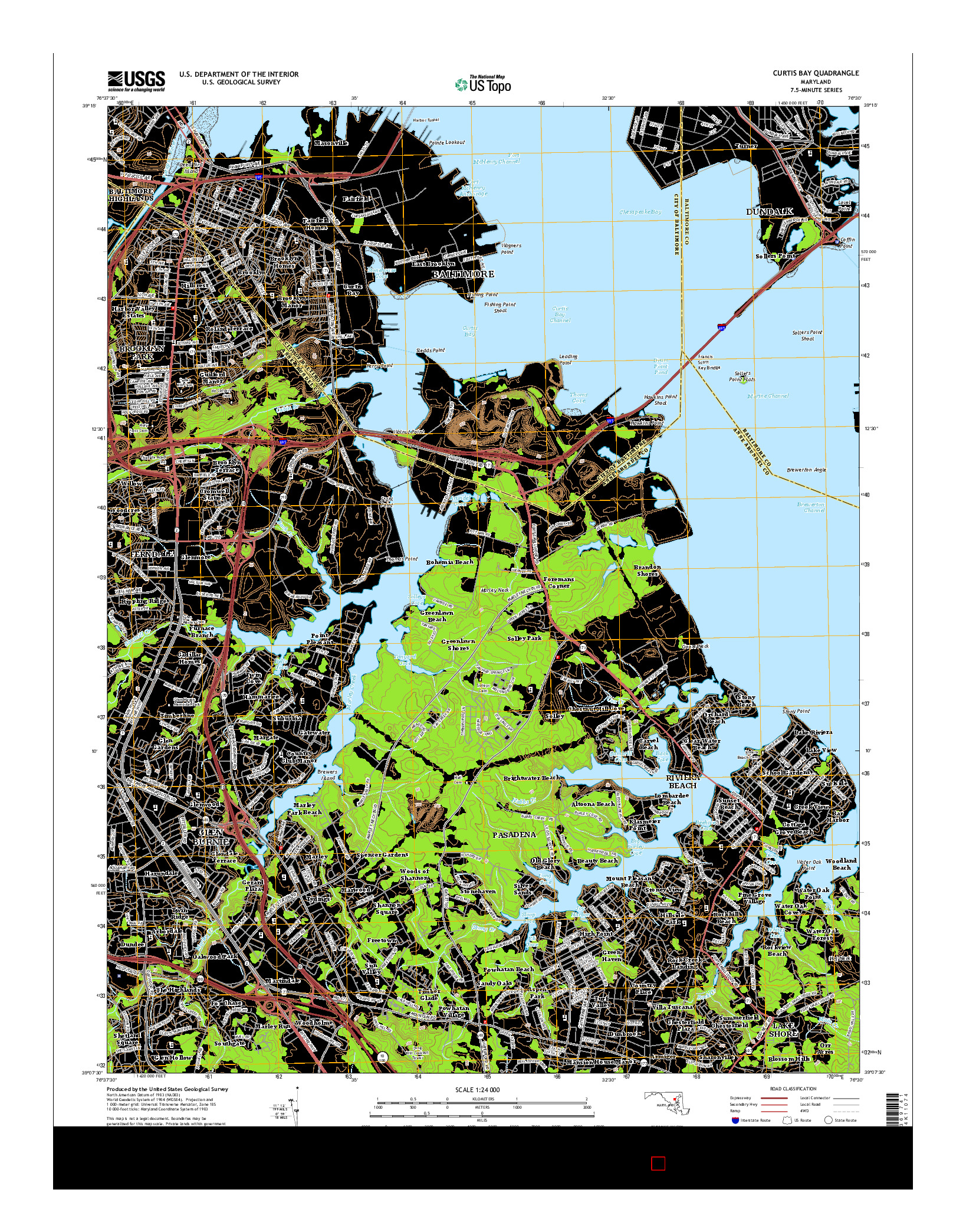 USGS US TOPO 7.5-MINUTE MAP FOR CURTIS BAY, MD 2014