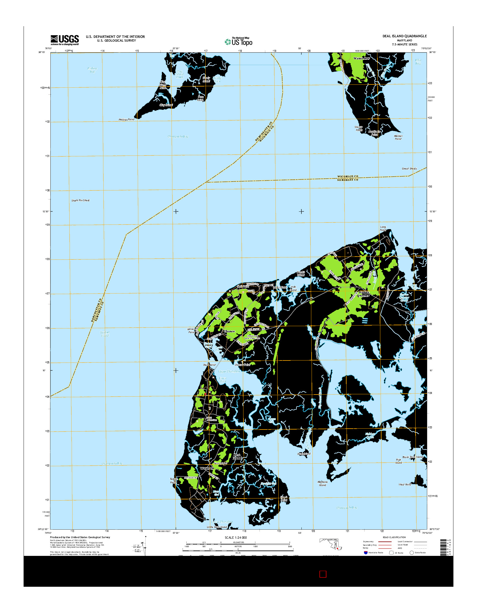 USGS US TOPO 7.5-MINUTE MAP FOR DEAL ISLAND, MD 2014
