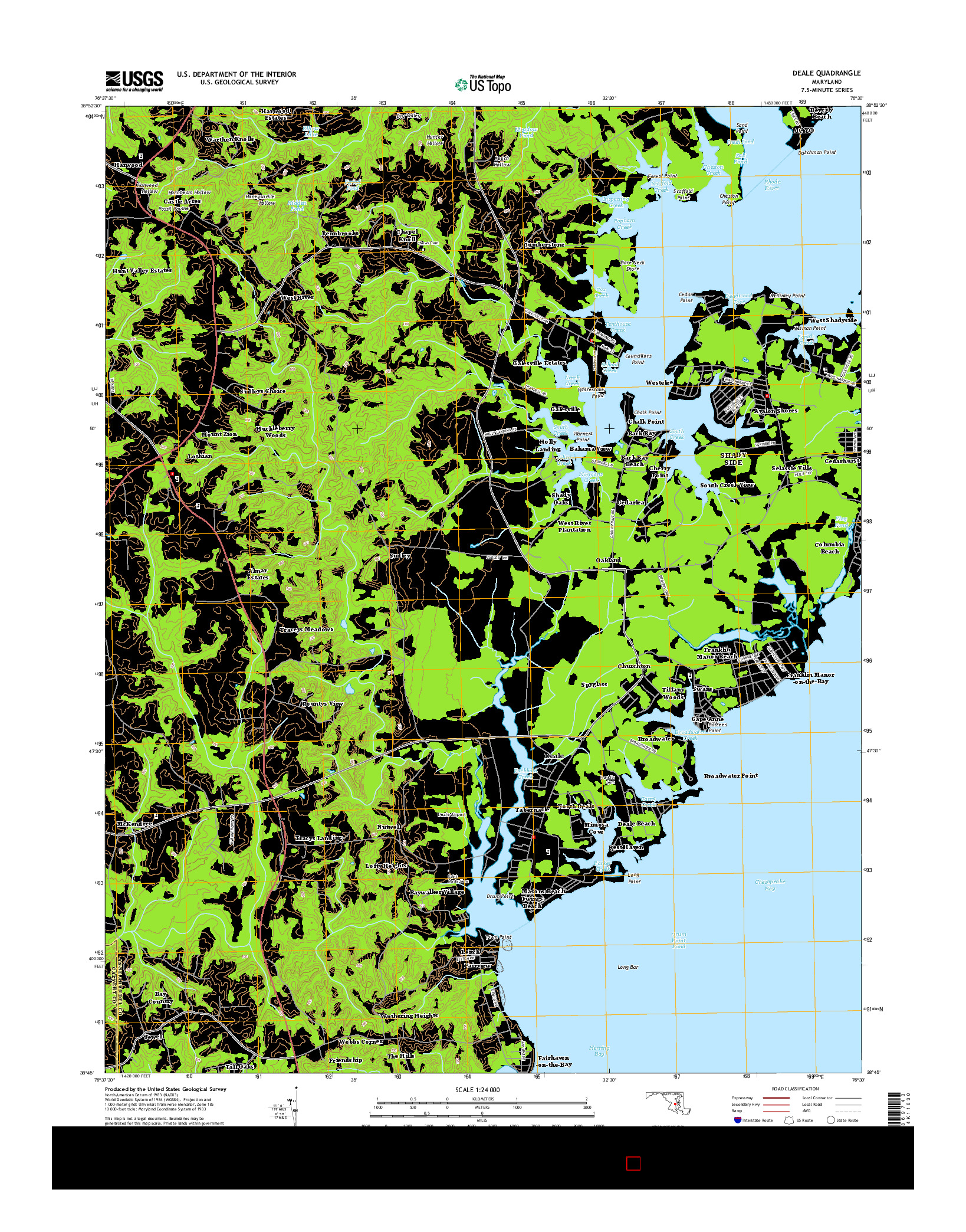 USGS US TOPO 7.5-MINUTE MAP FOR DEALE, MD 2014