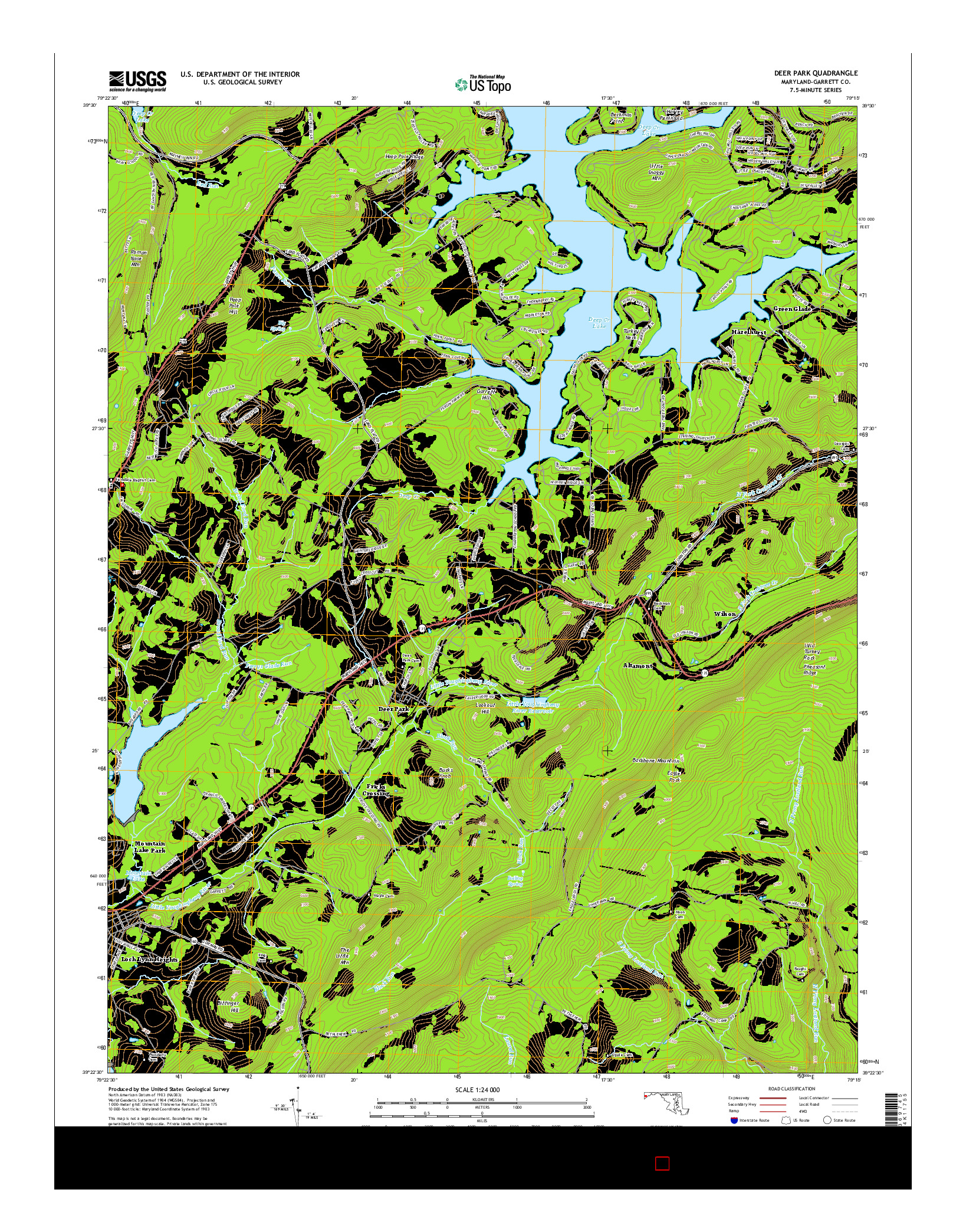 USGS US TOPO 7.5-MINUTE MAP FOR DEER PARK, MD 2014