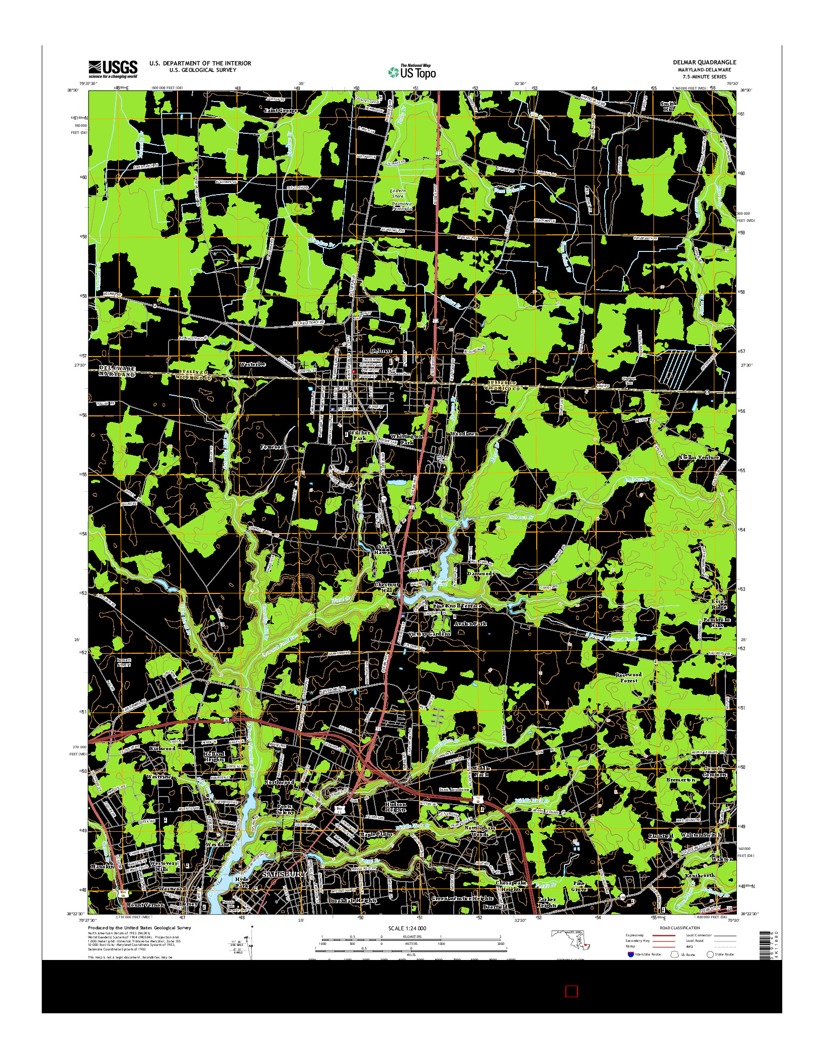 USGS US TOPO 7.5-MINUTE MAP FOR DELMAR, MD-DE 2014
