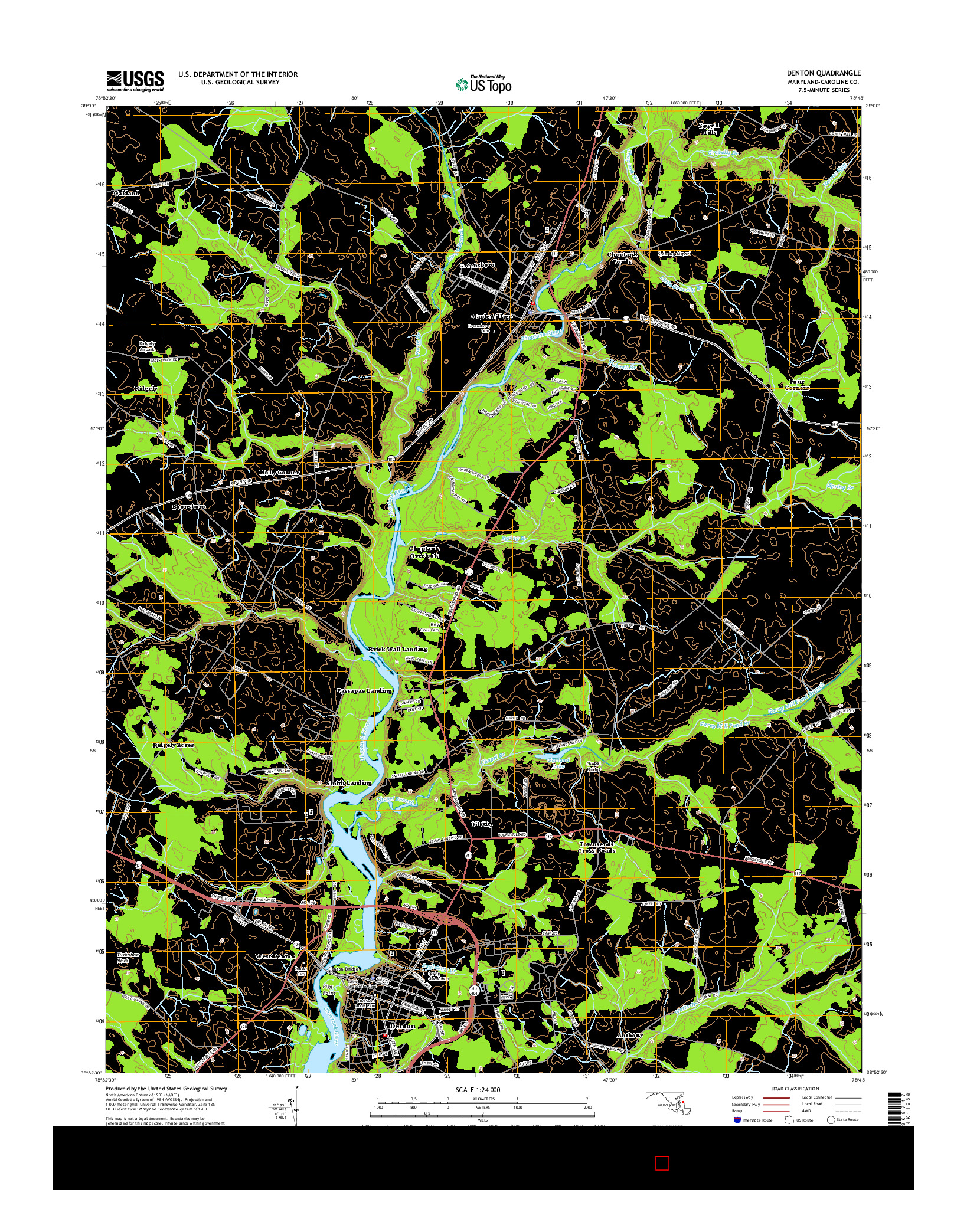 USGS US TOPO 7.5-MINUTE MAP FOR DENTON, MD 2014