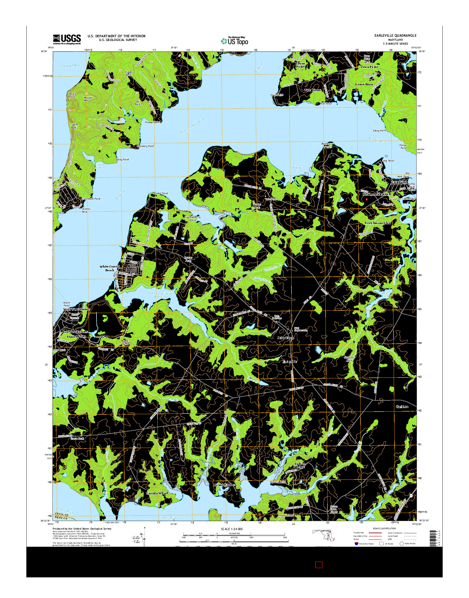 USGS US TOPO 7.5-MINUTE MAP FOR EARLEVILLE, MD 2014