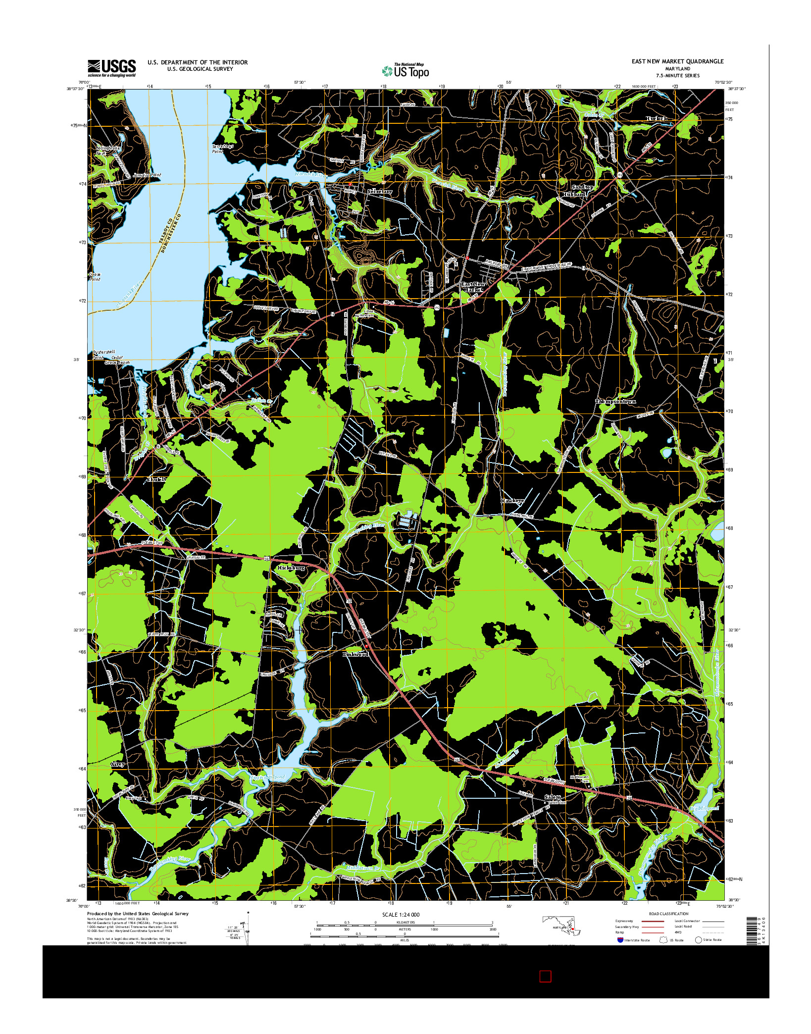 USGS US TOPO 7.5-MINUTE MAP FOR EAST NEW MARKET, MD 2014