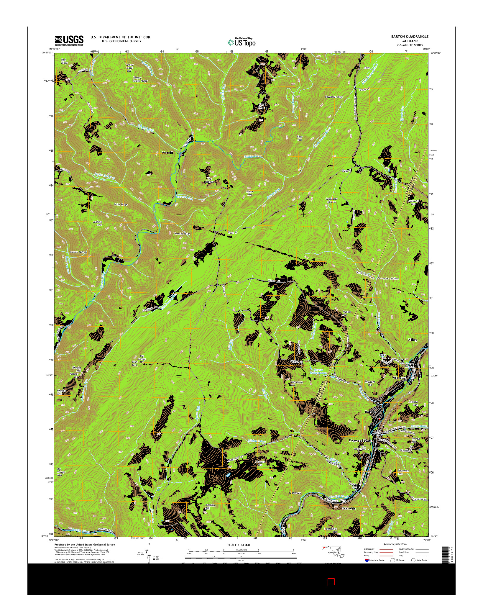 USGS US TOPO 7.5-MINUTE MAP FOR BARTON, MD 2014