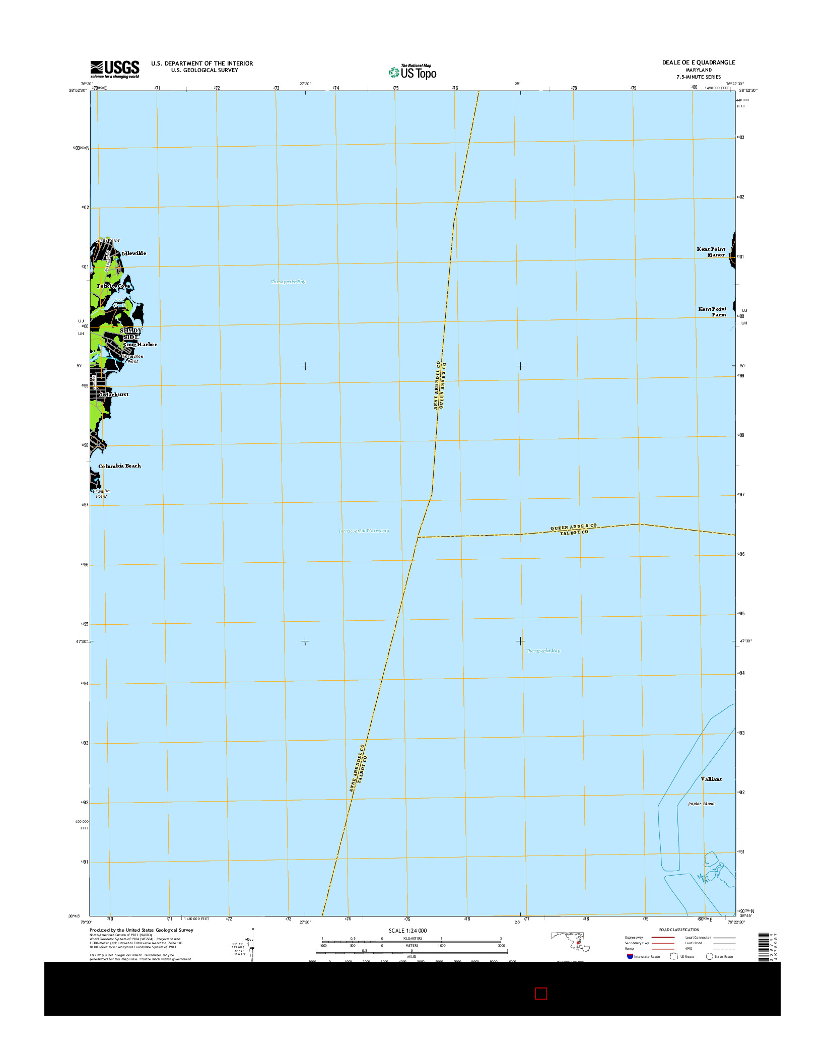 USGS US TOPO 7.5-MINUTE MAP FOR DEALE OE E, MD 2014