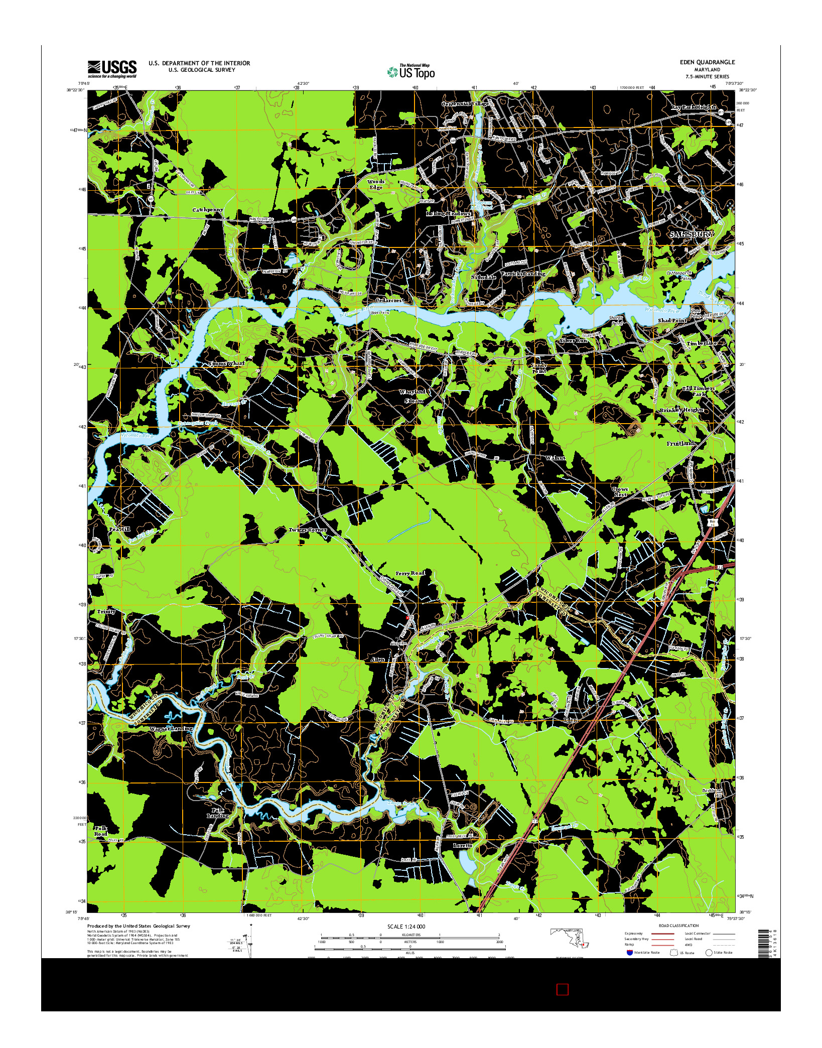 USGS US TOPO 7.5-MINUTE MAP FOR EDEN, MD 2014