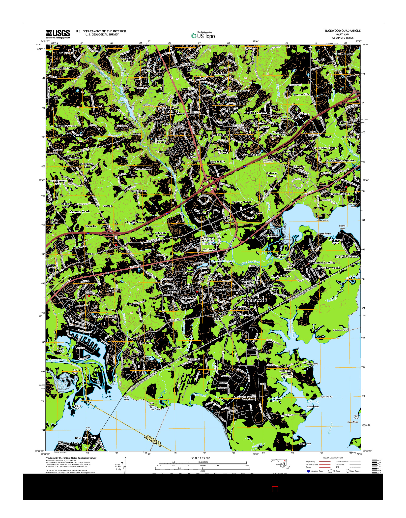 USGS US TOPO 7.5-MINUTE MAP FOR EDGEWOOD, MD 2014
