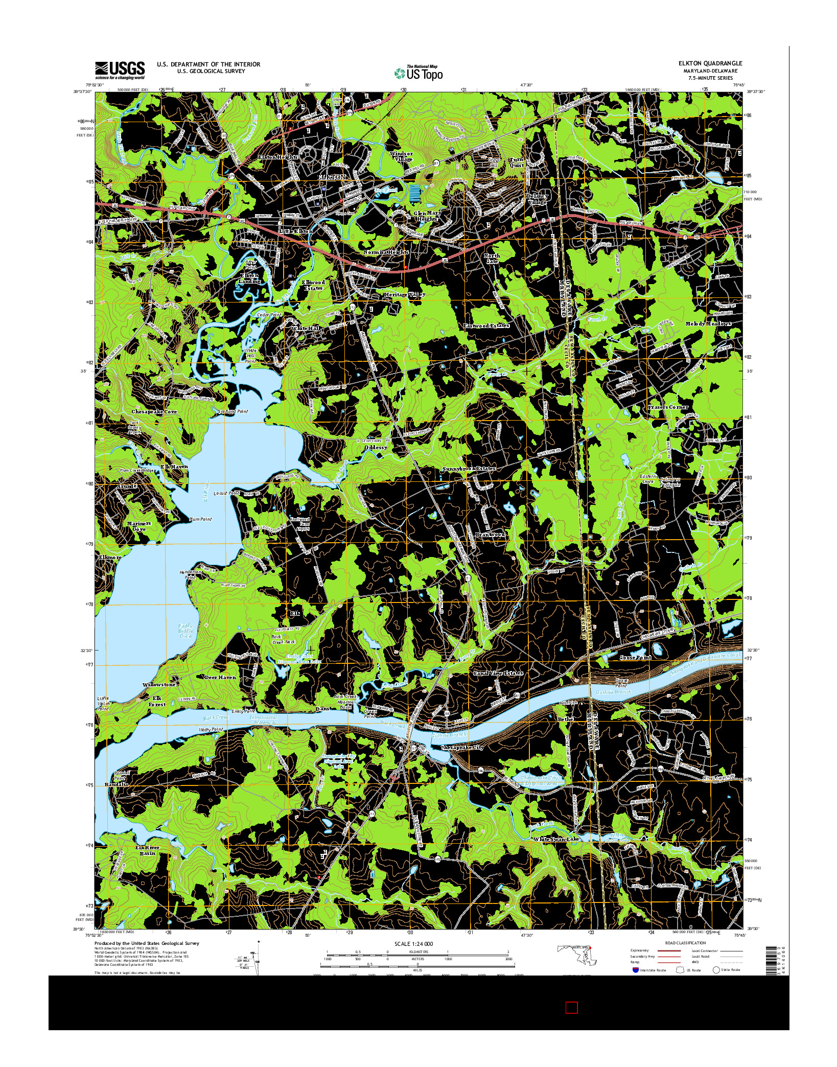 USGS US TOPO 7.5-MINUTE MAP FOR ELKTON, MD-DE 2014