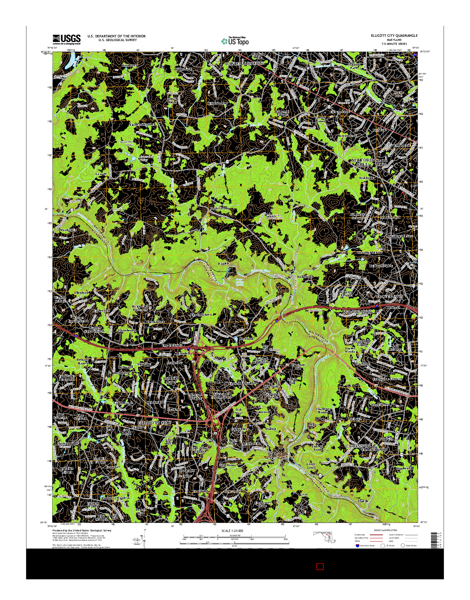 USGS US TOPO 7.5-MINUTE MAP FOR ELLICOTT CITY, MD 2014