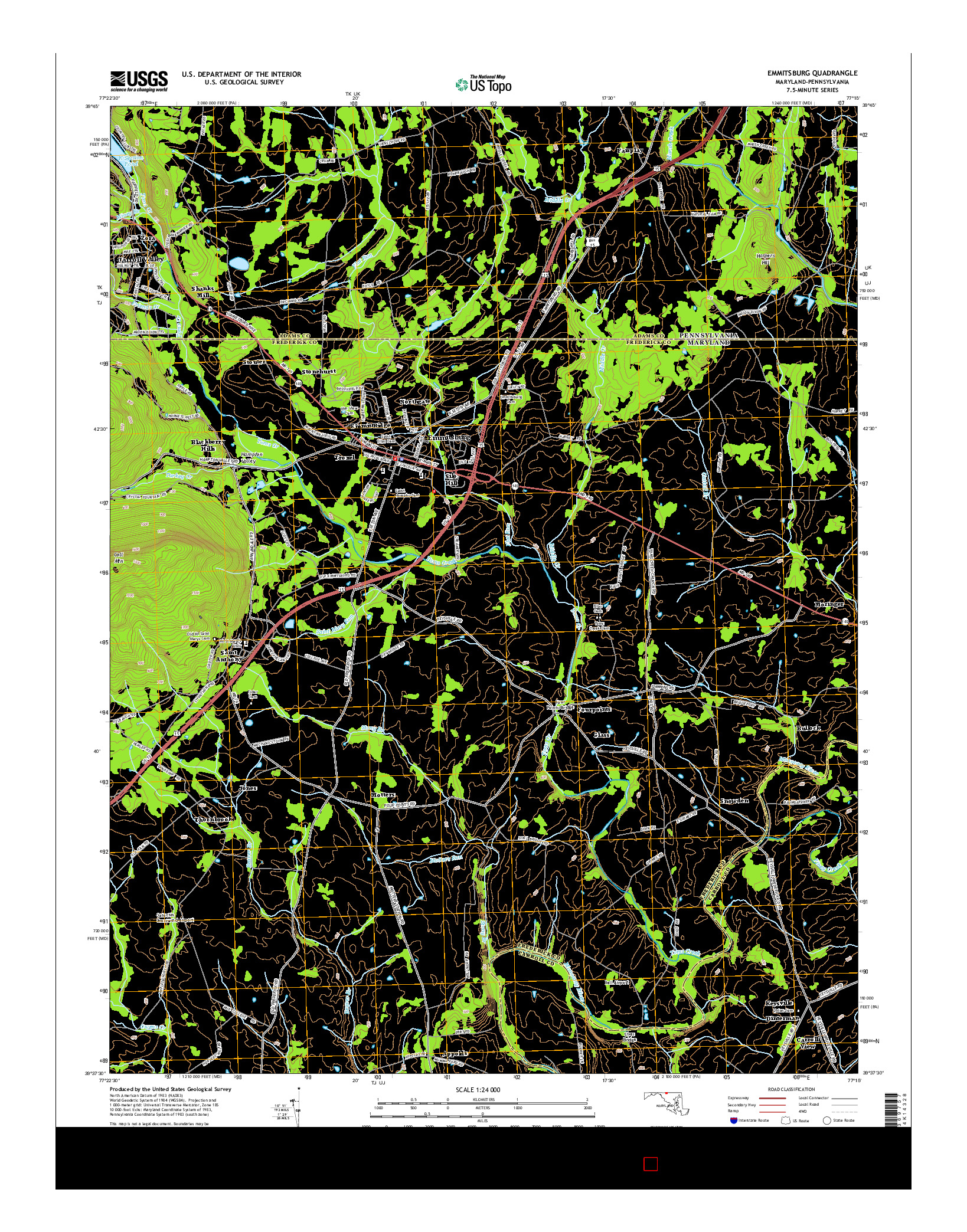 USGS US TOPO 7.5-MINUTE MAP FOR EMMITSBURG, MD-PA 2014