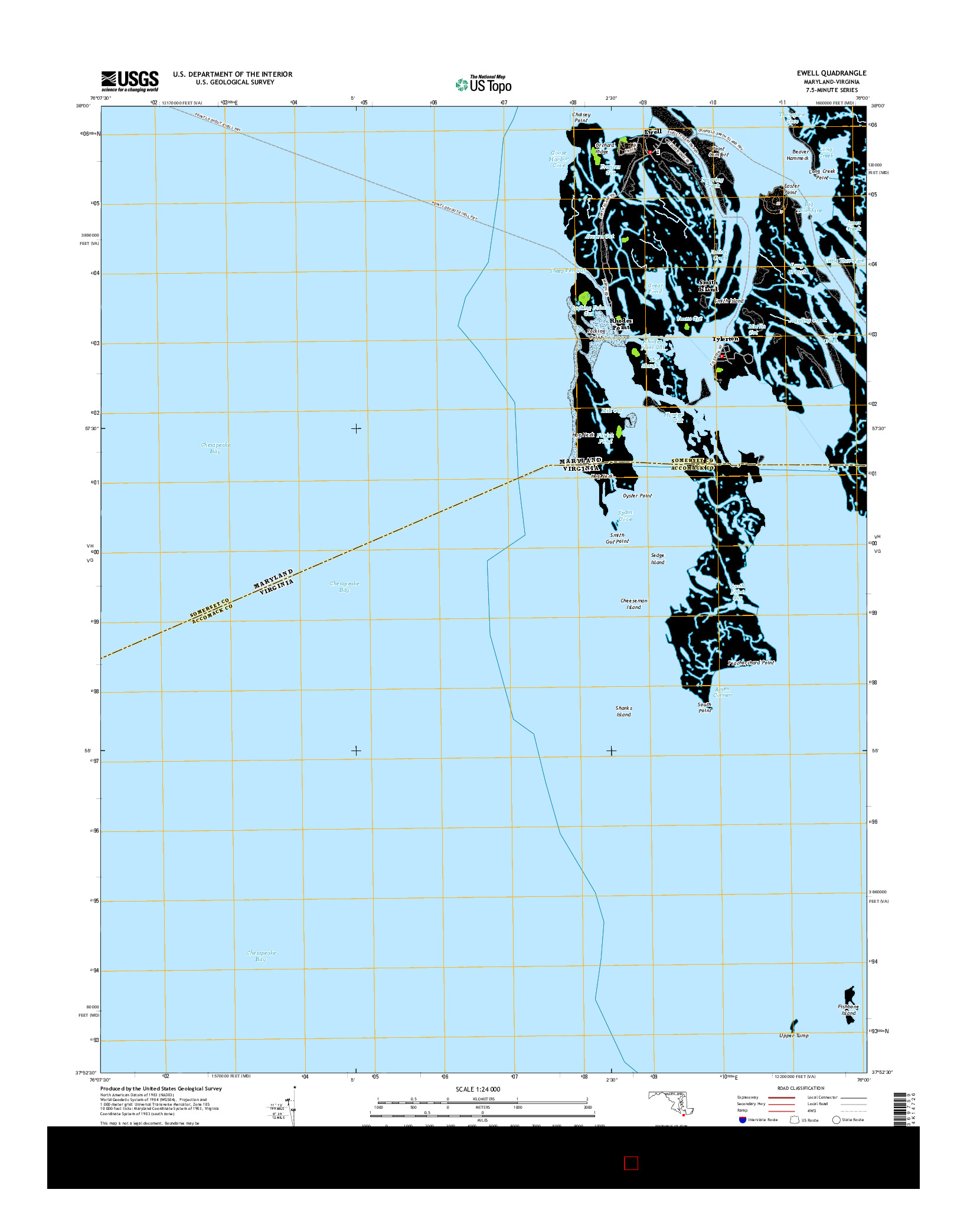 USGS US TOPO 7.5-MINUTE MAP FOR EWELL, MD-VA 2014