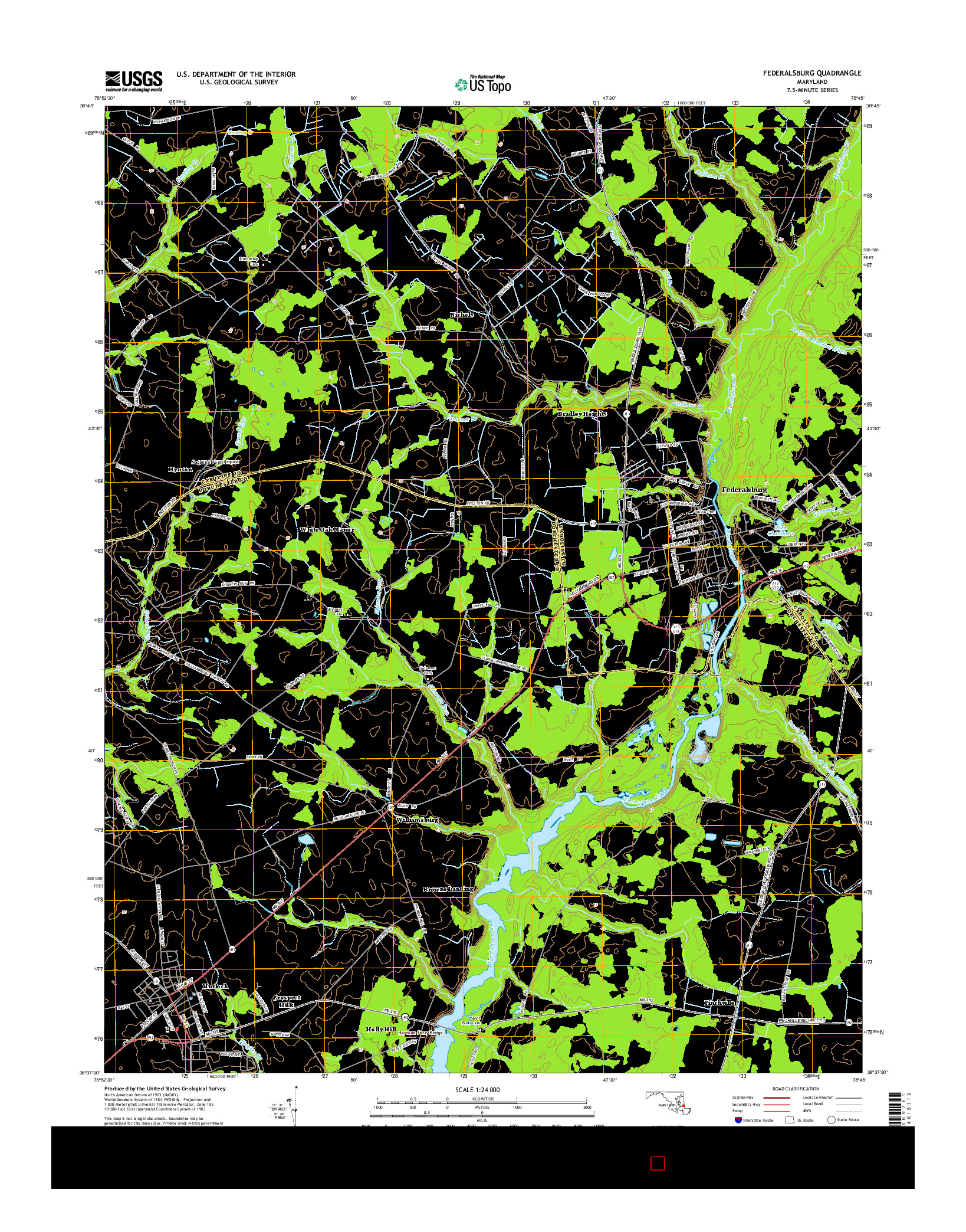 USGS US TOPO 7.5-MINUTE MAP FOR FEDERALSBURG, MD 2014