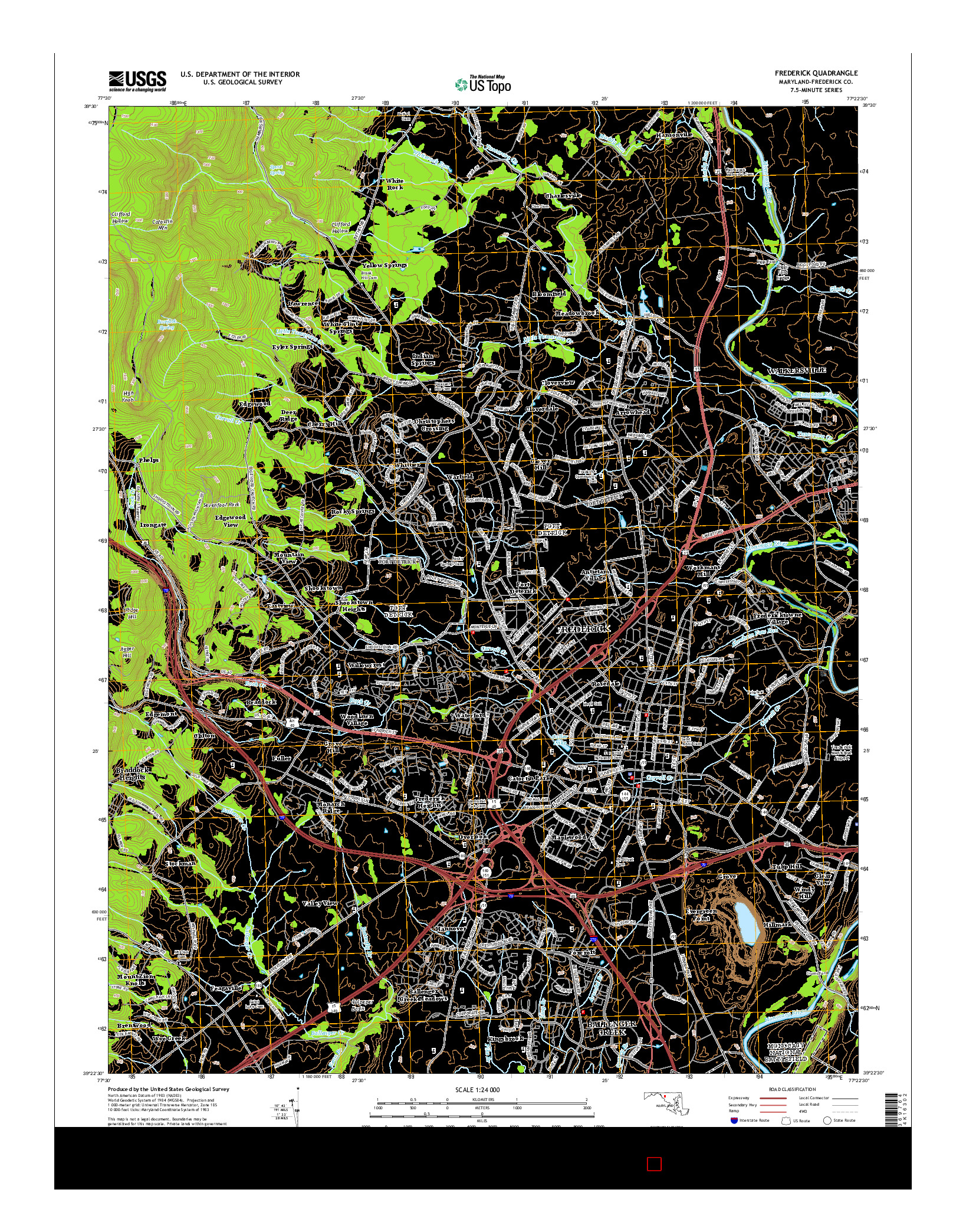 USGS US TOPO 7.5-MINUTE MAP FOR FREDERICK, MD 2014