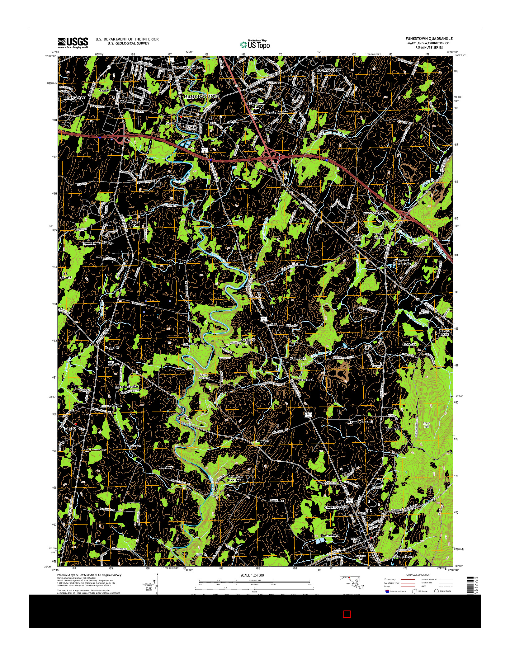 USGS US TOPO 7.5-MINUTE MAP FOR FUNKSTOWN, MD 2014