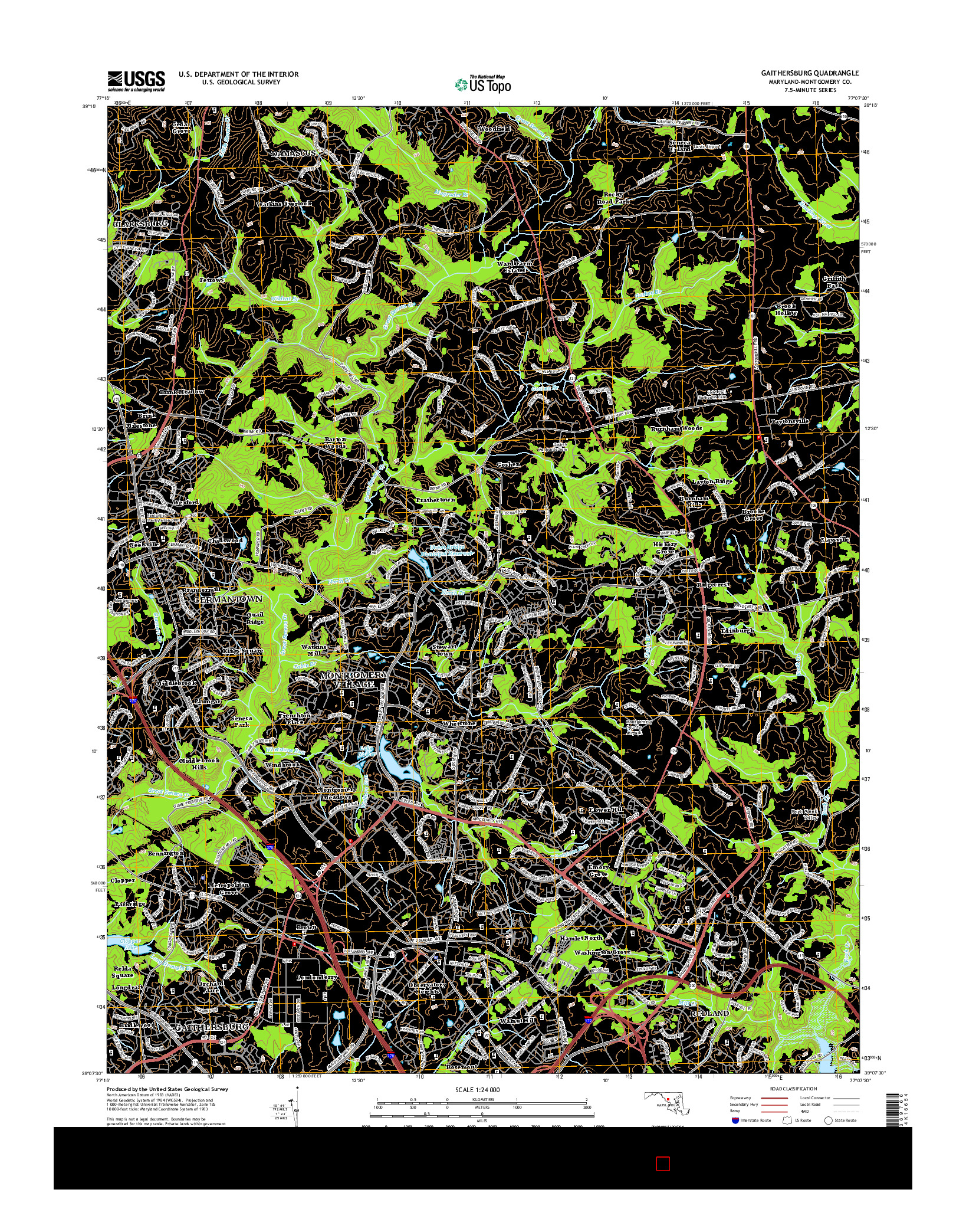 USGS US TOPO 7.5-MINUTE MAP FOR GAITHERSBURG, MD 2014