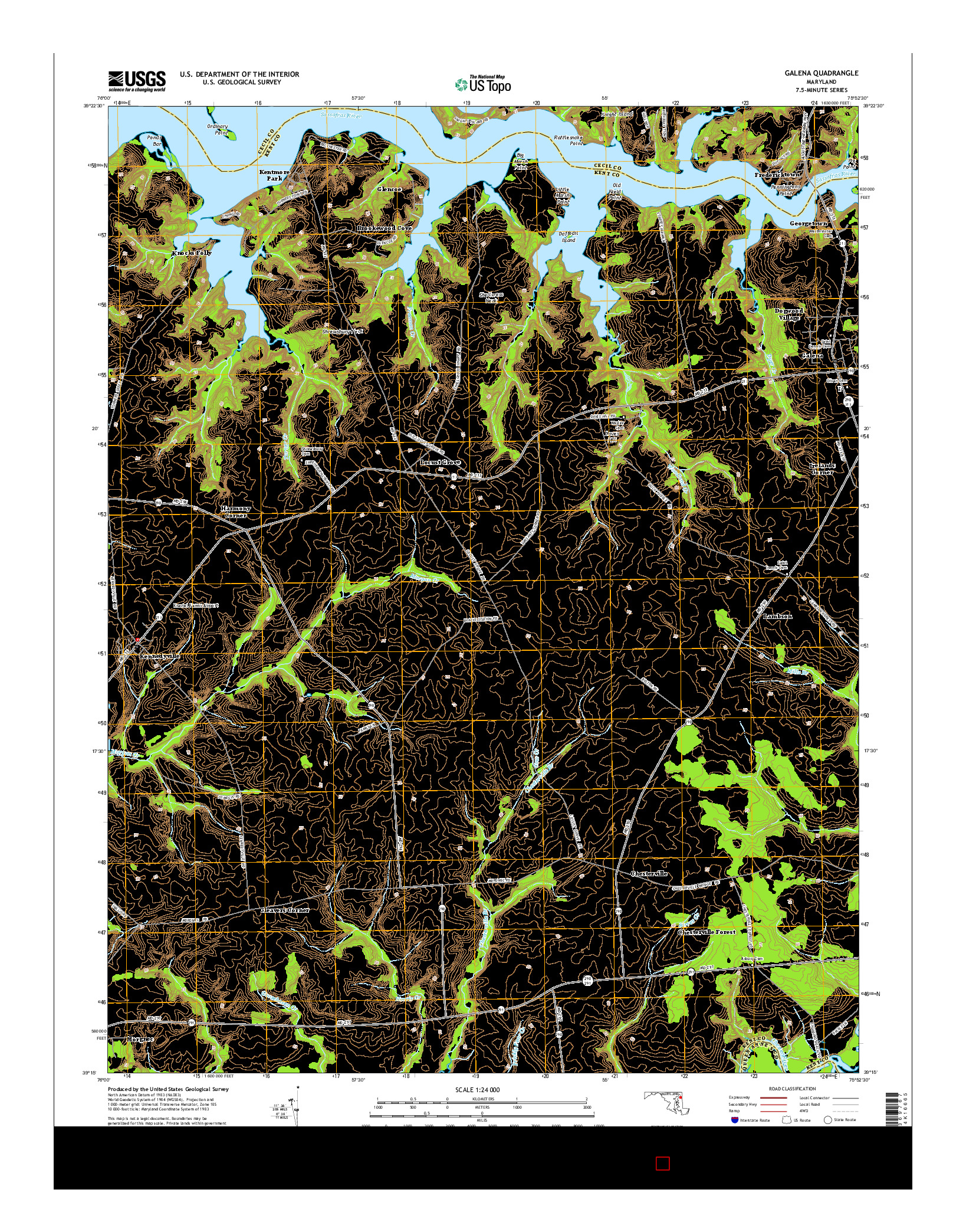 USGS US TOPO 7.5-MINUTE MAP FOR GALENA, MD 2014