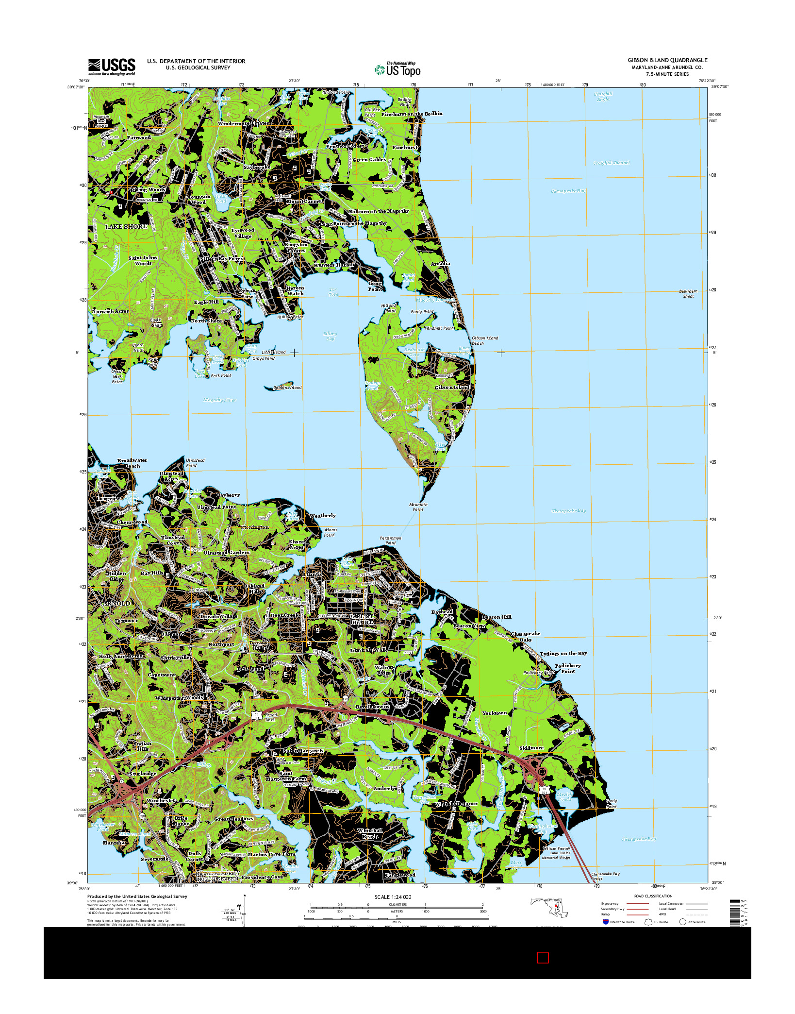 USGS US TOPO 7.5-MINUTE MAP FOR GIBSON ISLAND, MD 2014