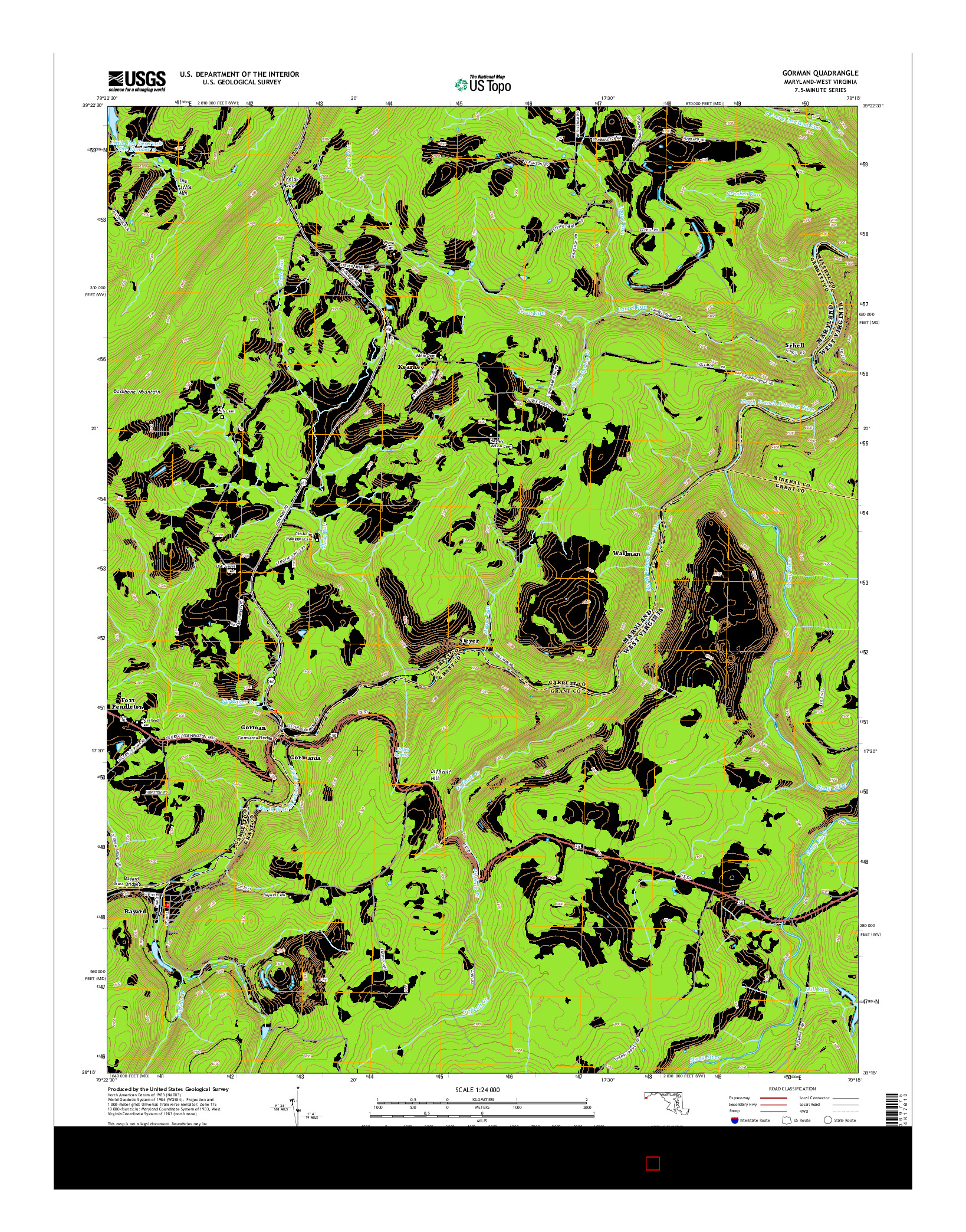 USGS US TOPO 7.5-MINUTE MAP FOR GORMAN, MD-WV 2014