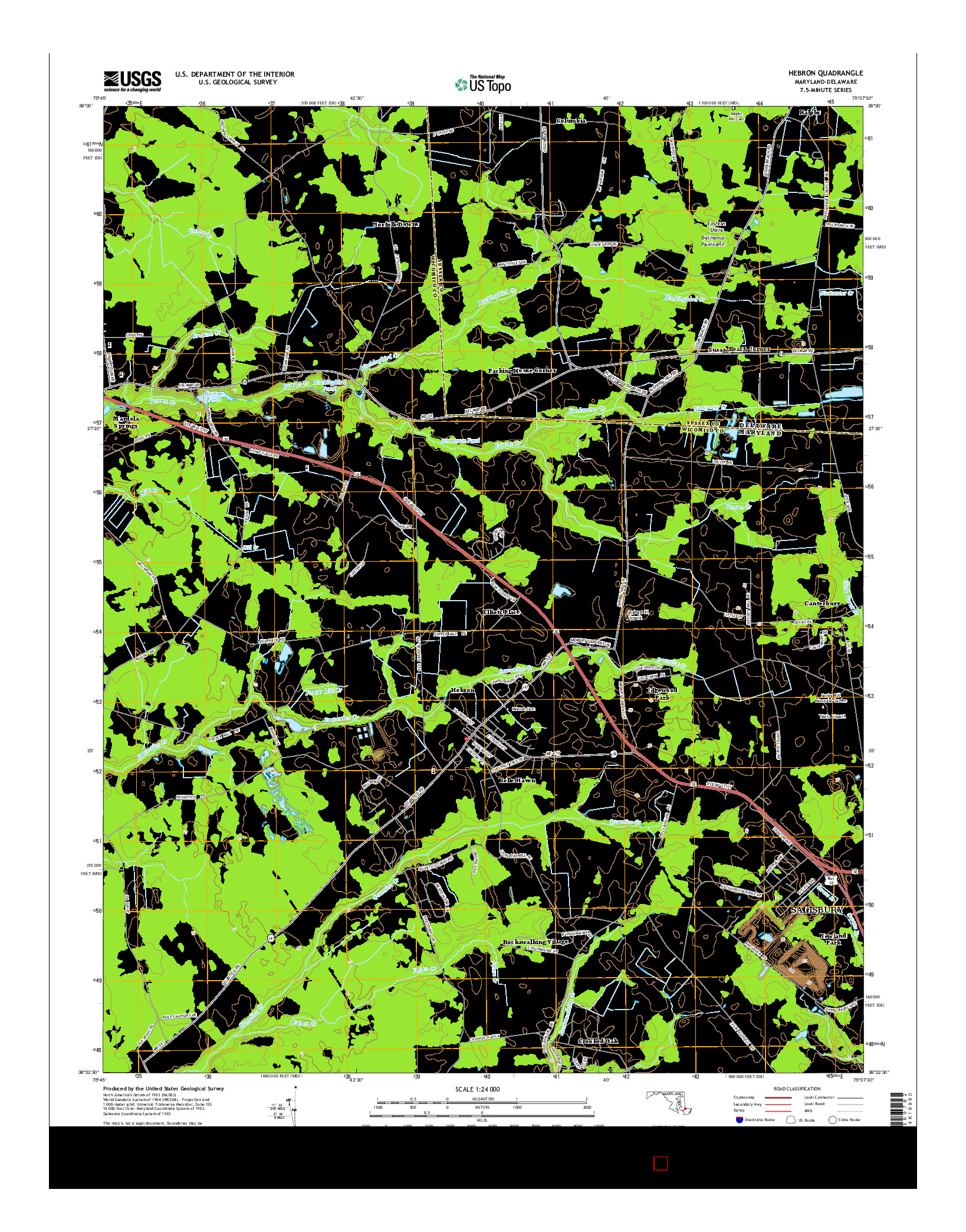USGS US TOPO 7.5-MINUTE MAP FOR HEBRON, MD-DE 2014