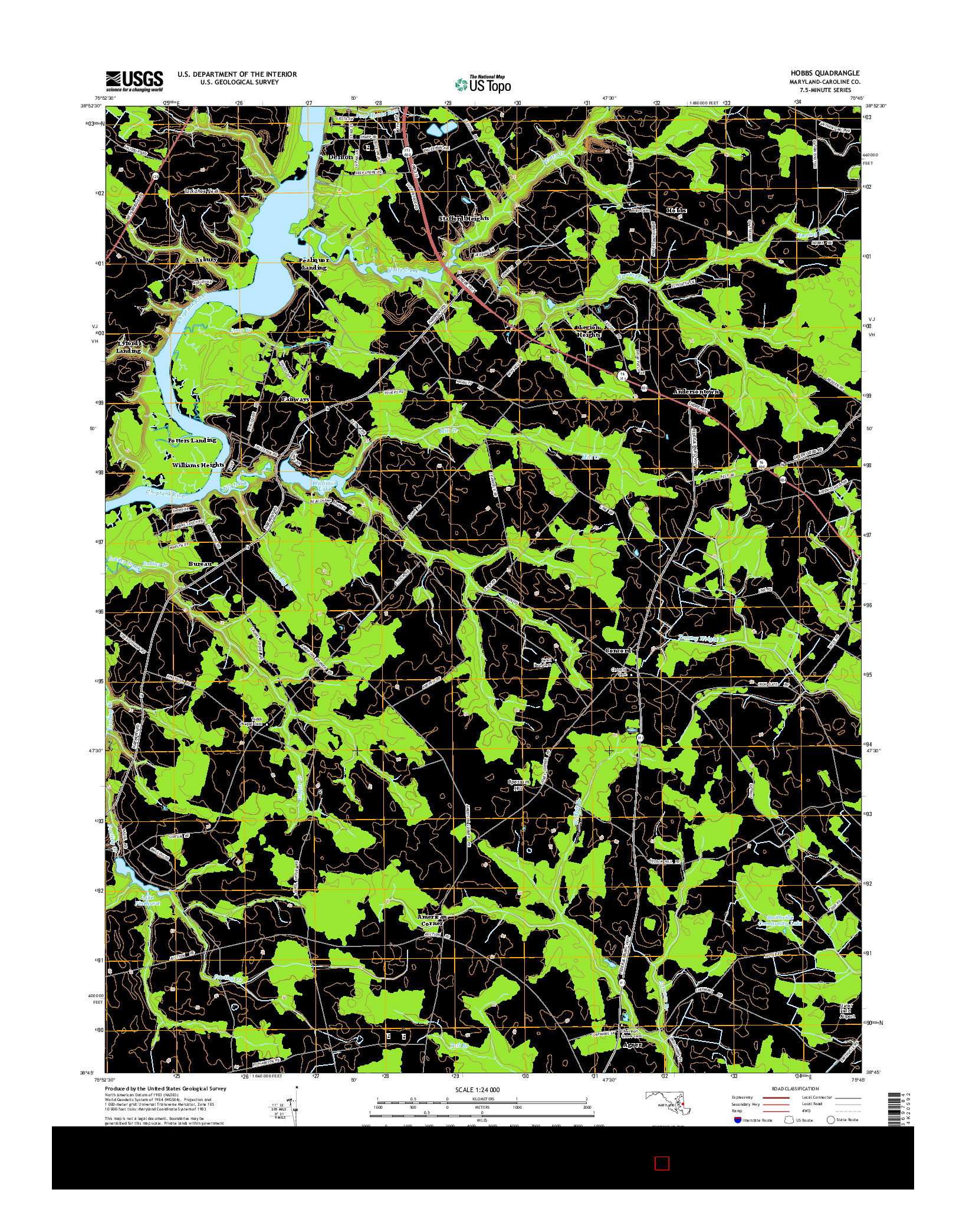 USGS US TOPO 7.5-MINUTE MAP FOR HOBBS, MD 2014