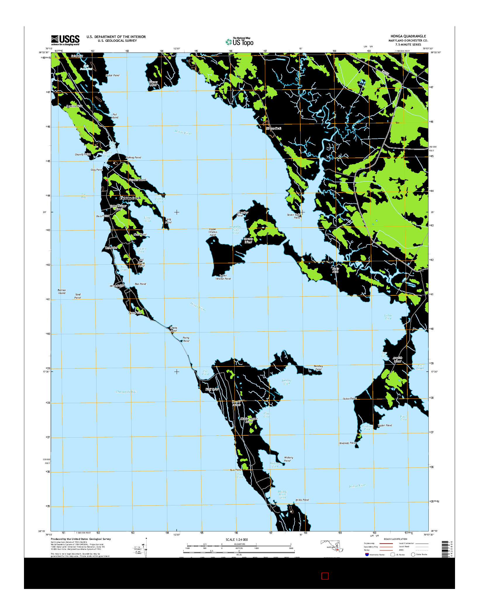 USGS US TOPO 7.5-MINUTE MAP FOR HONGA, MD 2014