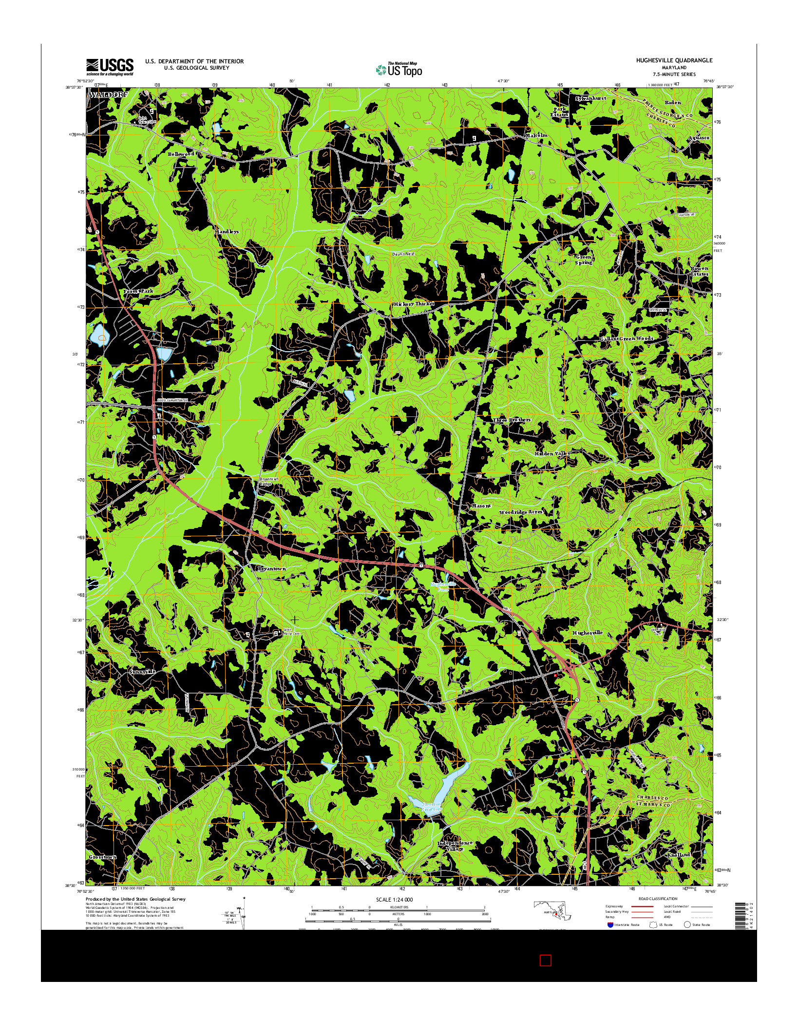 USGS US TOPO 7.5-MINUTE MAP FOR HUGHESVILLE, MD 2014