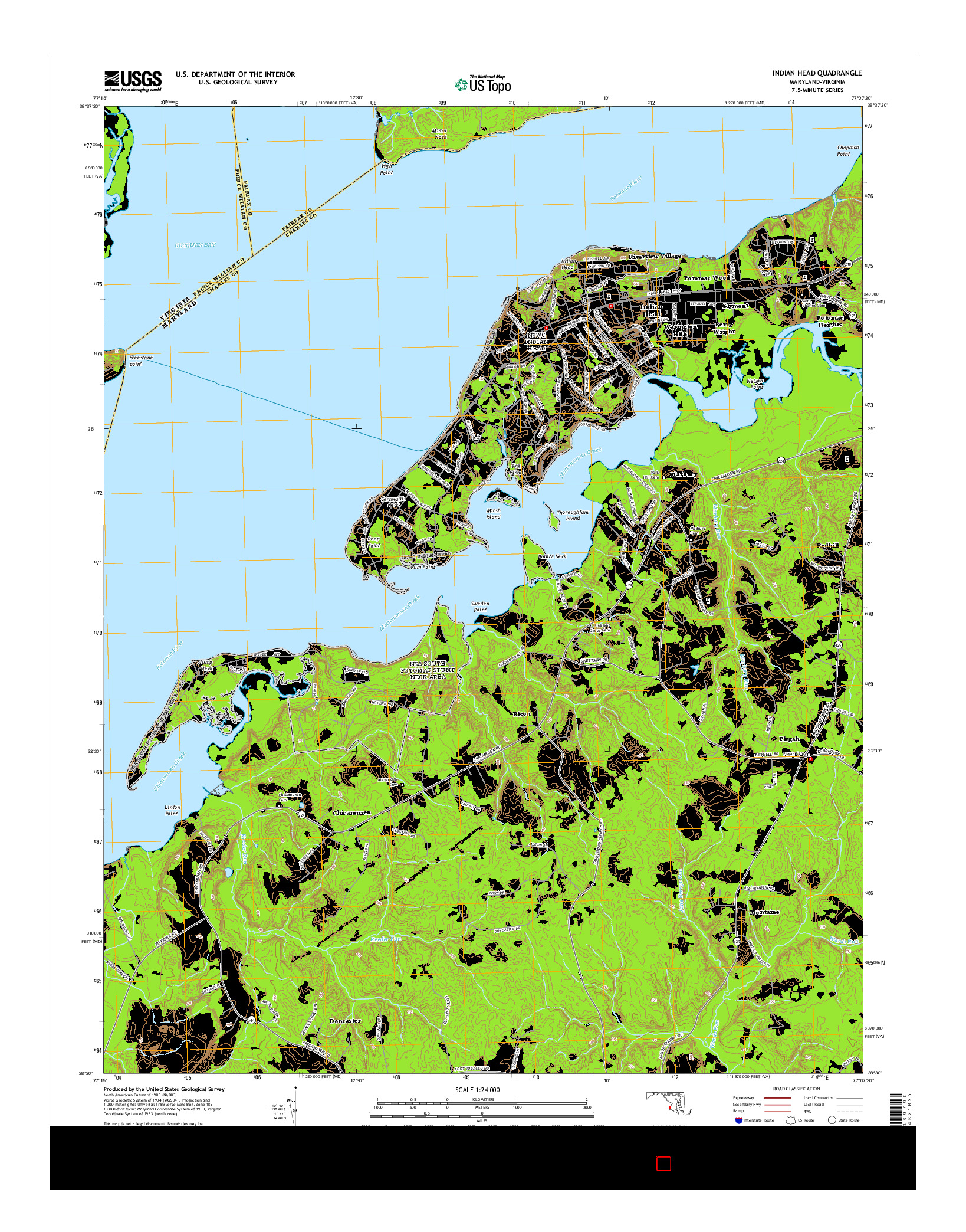 USGS US TOPO 7.5-MINUTE MAP FOR INDIAN HEAD, MD-VA 2014