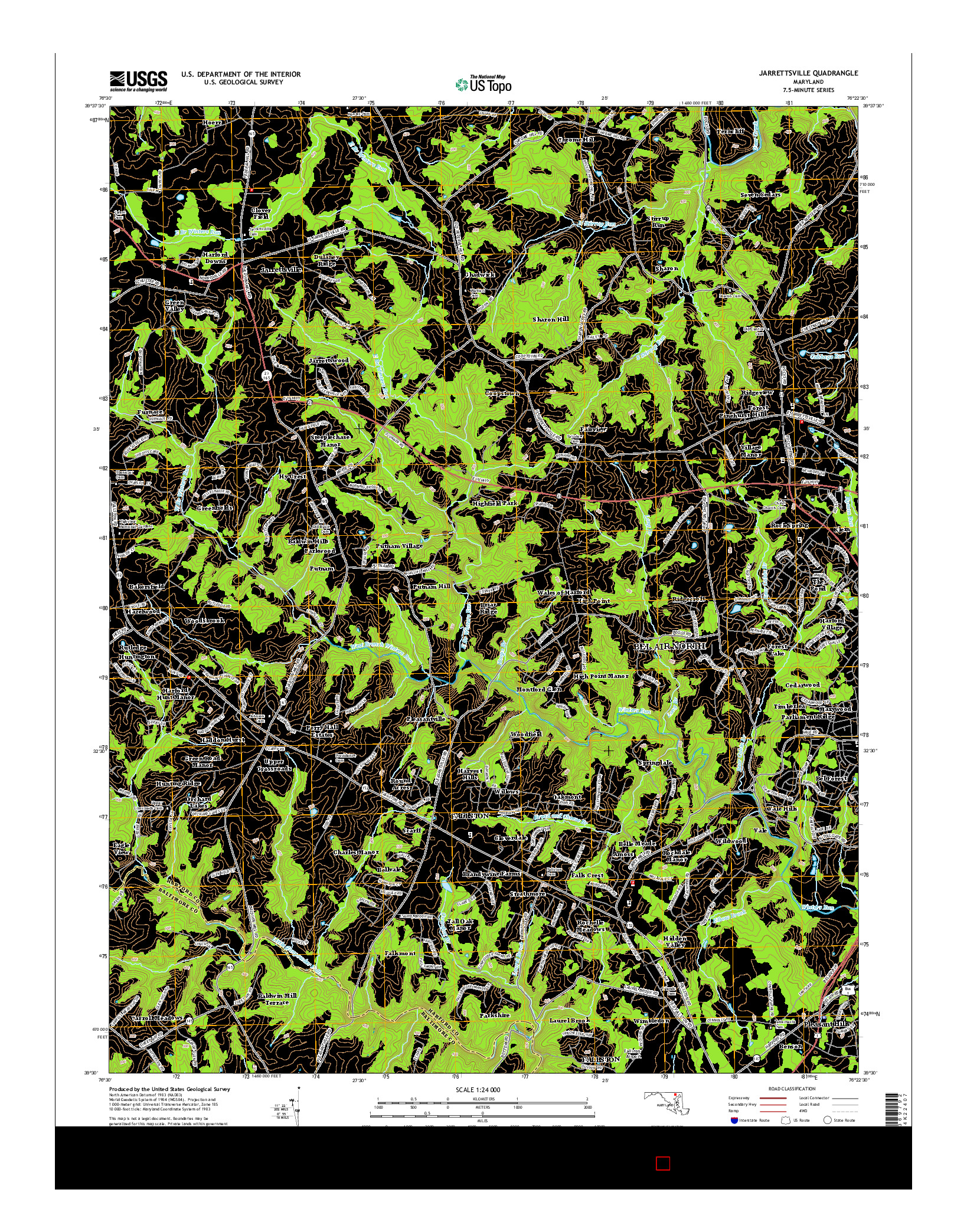 USGS US TOPO 7.5-MINUTE MAP FOR JARRETTSVILLE, MD 2014