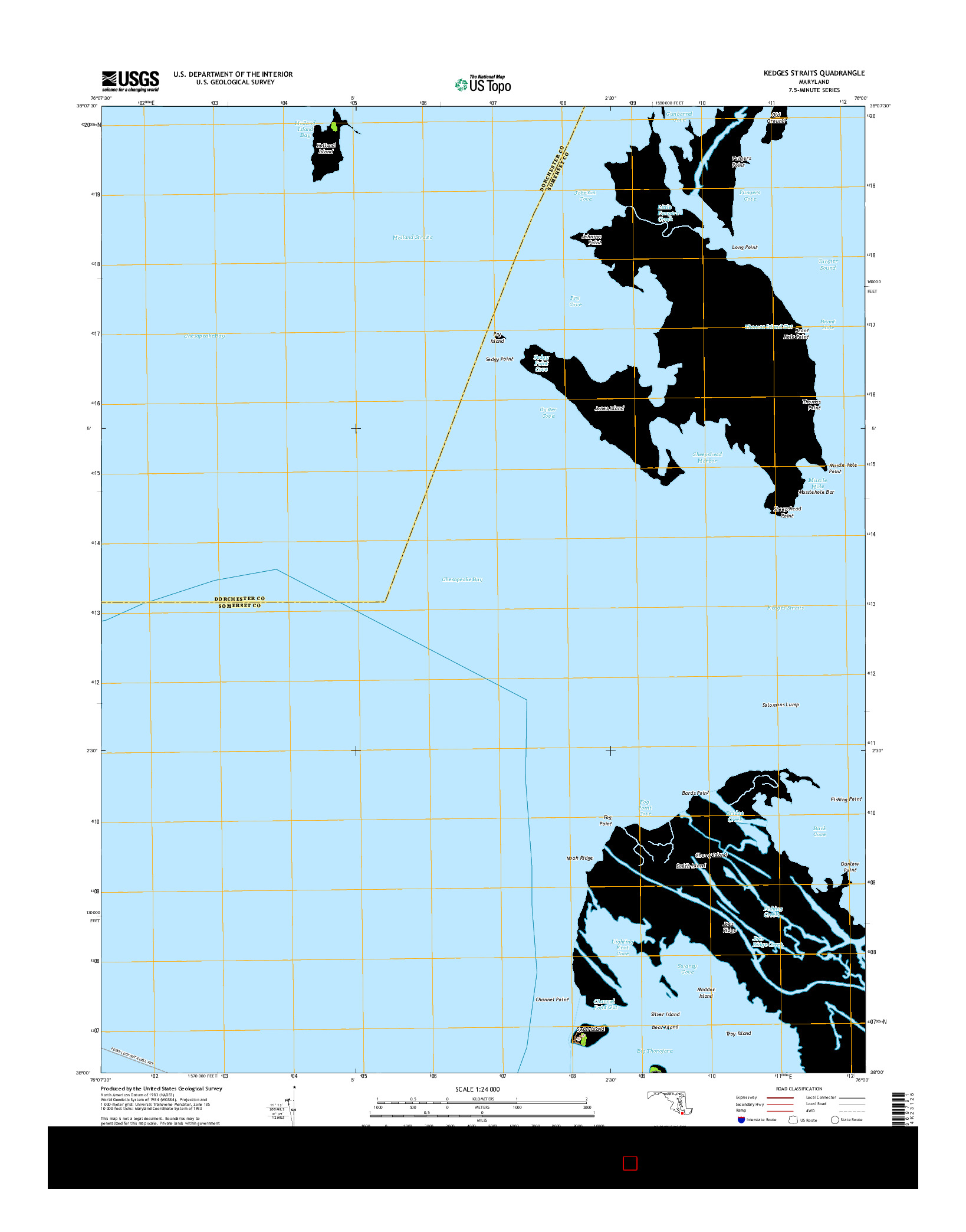 USGS US TOPO 7.5-MINUTE MAP FOR KEDGES STRAITS, MD 2014
