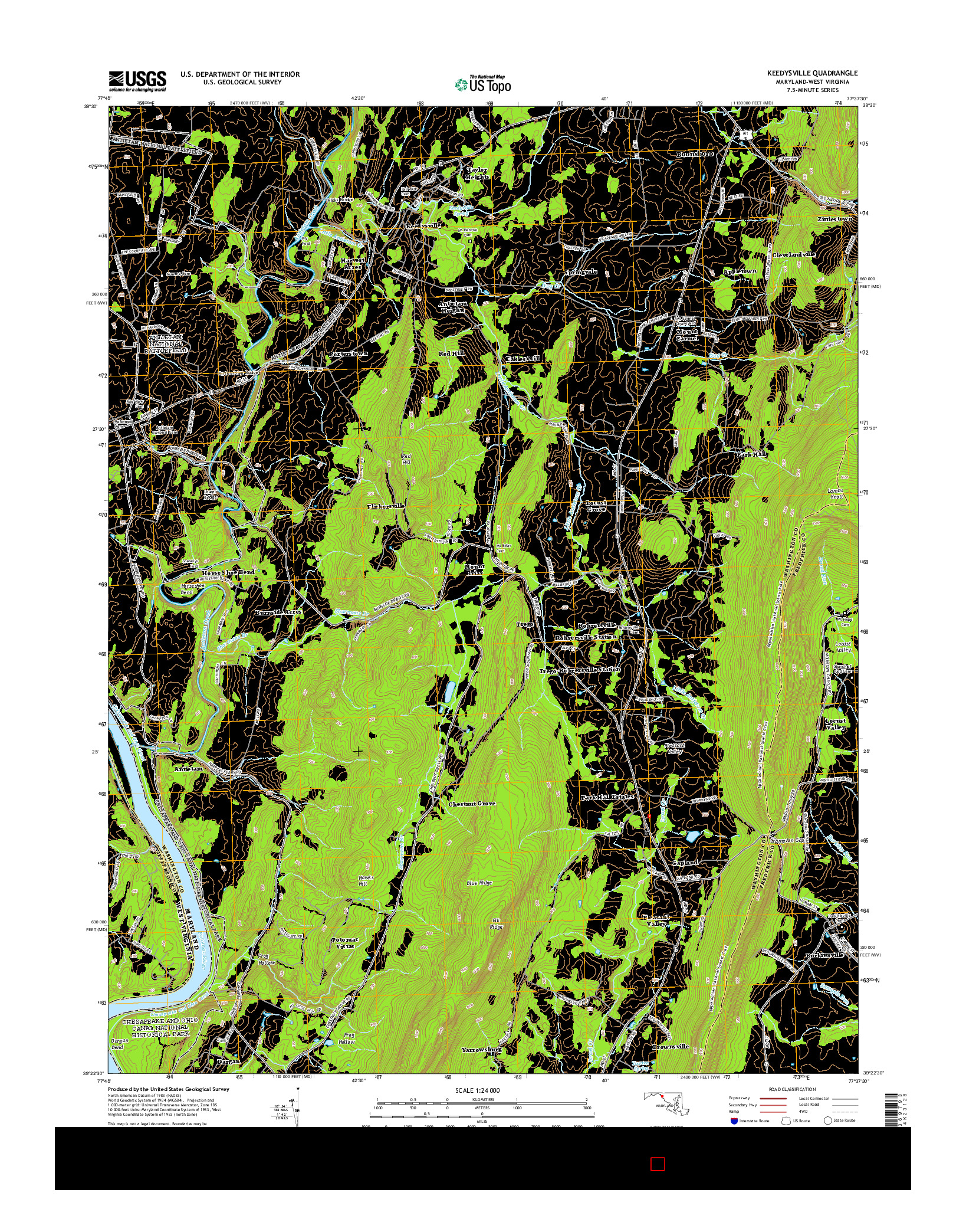 USGS US TOPO 7.5-MINUTE MAP FOR KEEDYSVILLE, MD-WV 2014