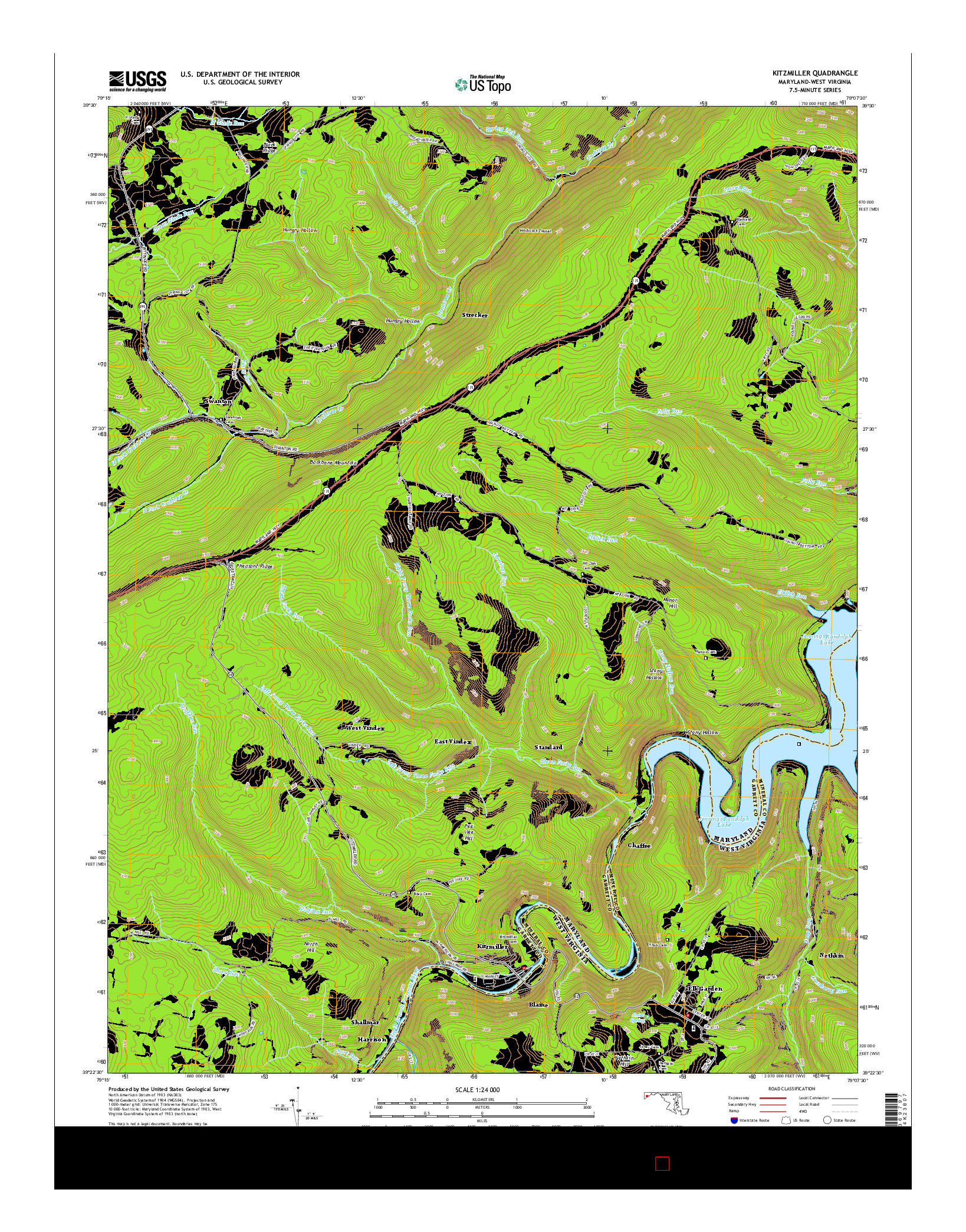 USGS US TOPO 7.5-MINUTE MAP FOR KITZMILLER, MD-WV 2014
