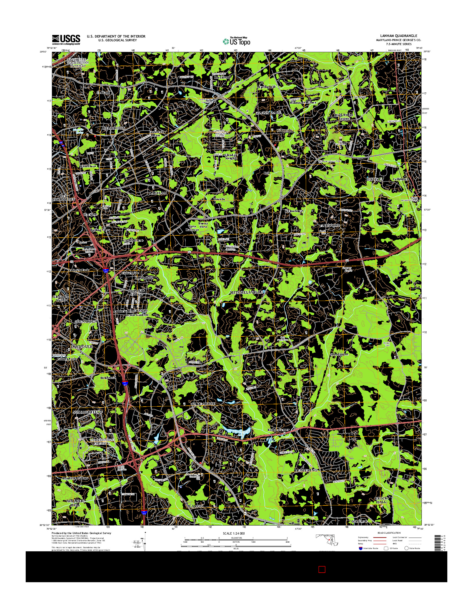 USGS US TOPO 7.5-MINUTE MAP FOR LANHAM, MD 2014