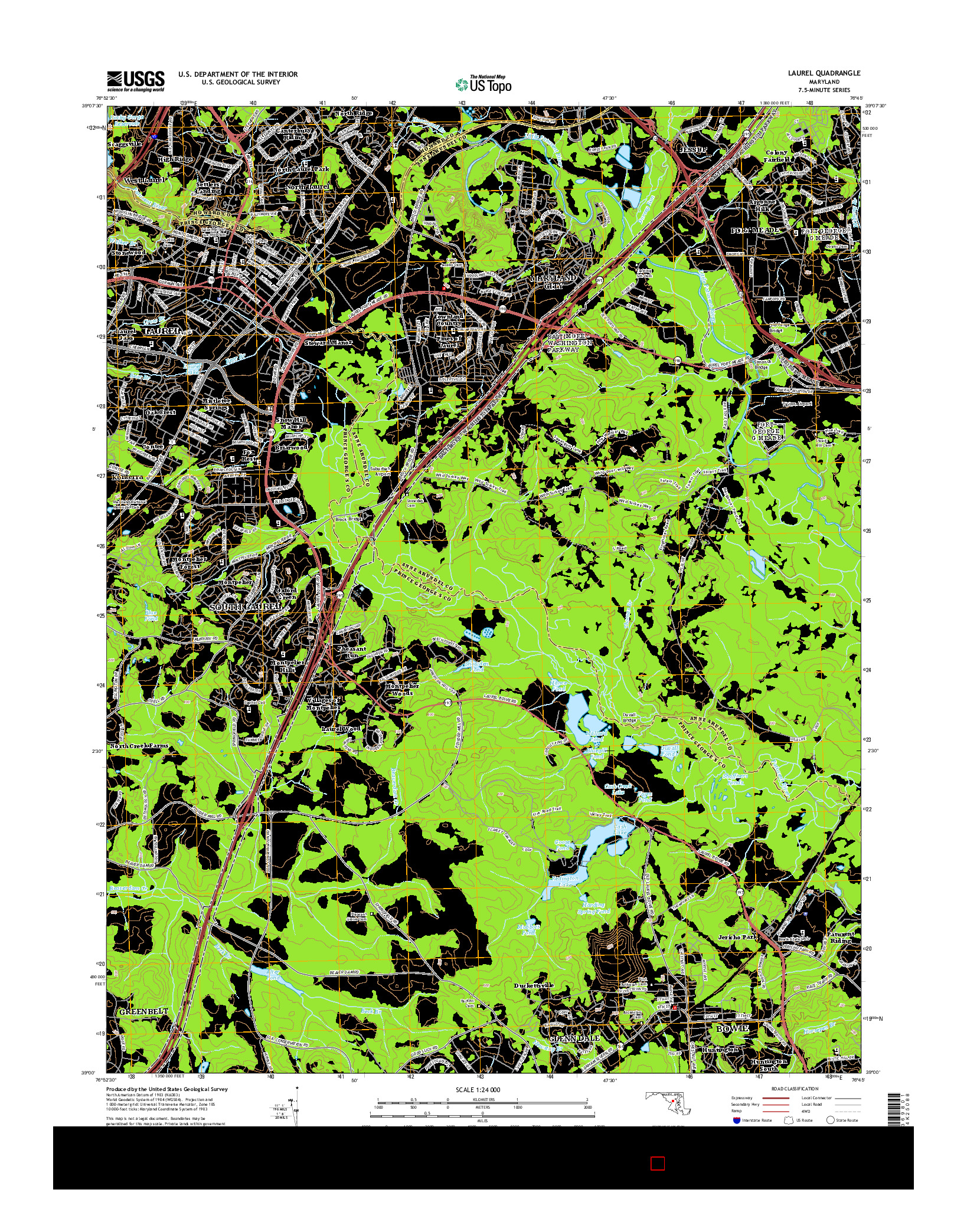 USGS US TOPO 7.5-MINUTE MAP FOR LAUREL, MD 2014