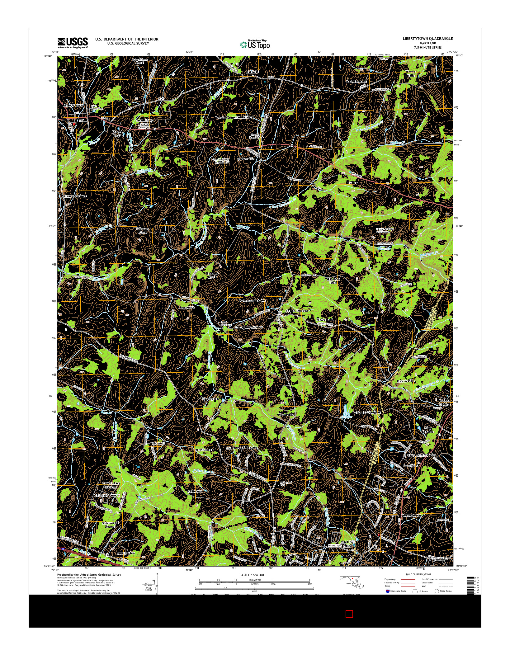 USGS US TOPO 7.5-MINUTE MAP FOR LIBERTYTOWN, MD 2014