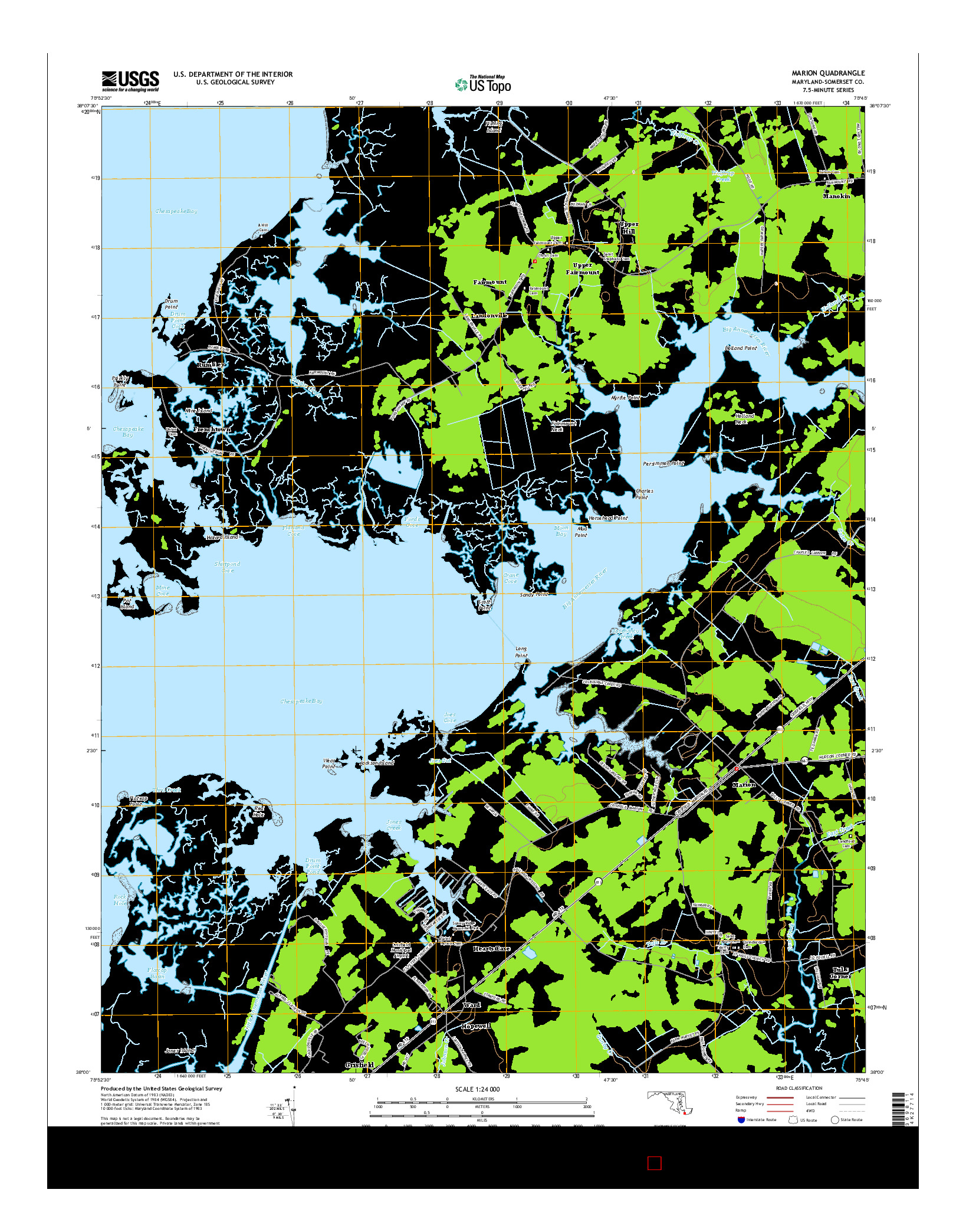 USGS US TOPO 7.5-MINUTE MAP FOR MARION, MD 2014