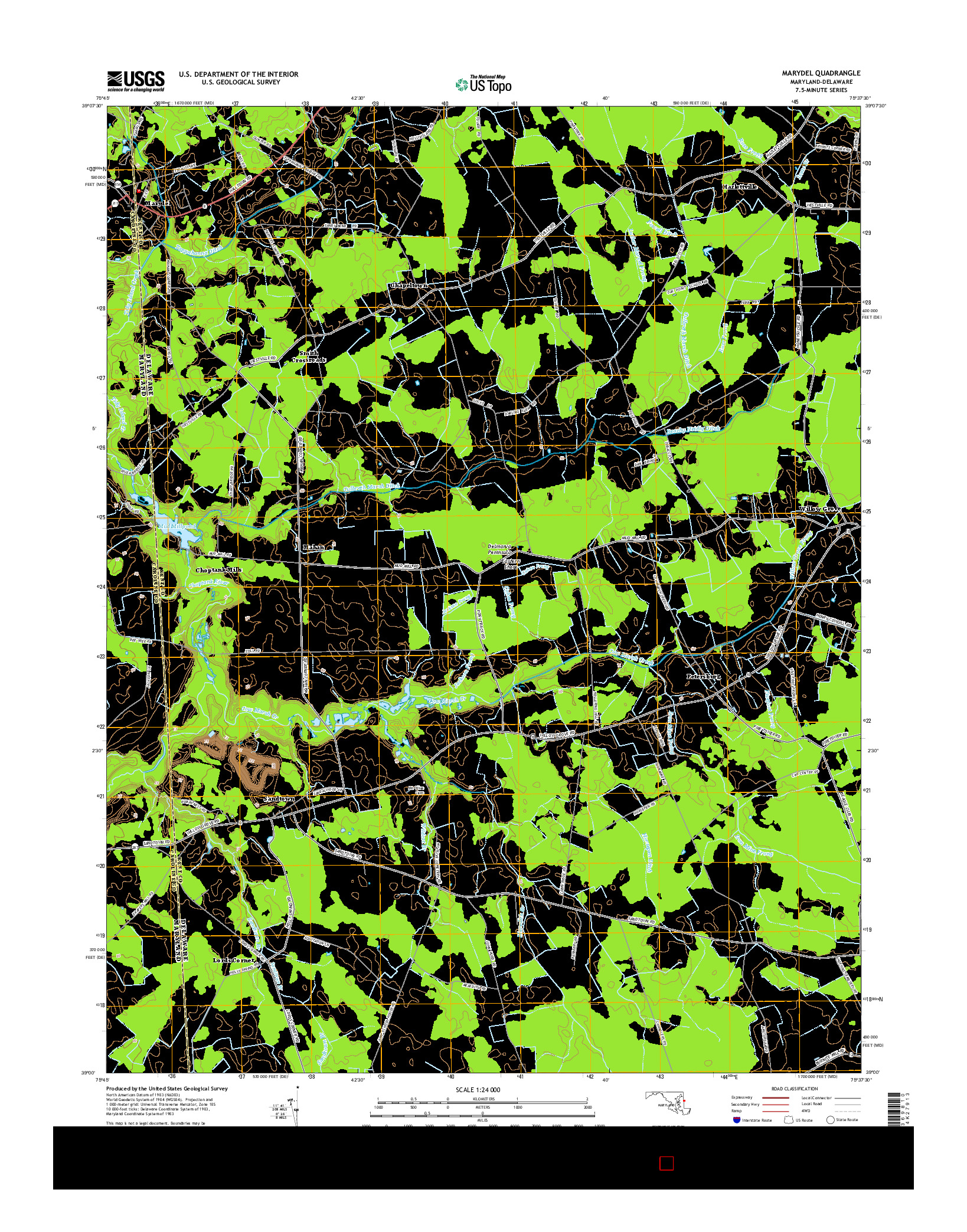 USGS US TOPO 7.5-MINUTE MAP FOR MARYDEL, MD-DE 2014