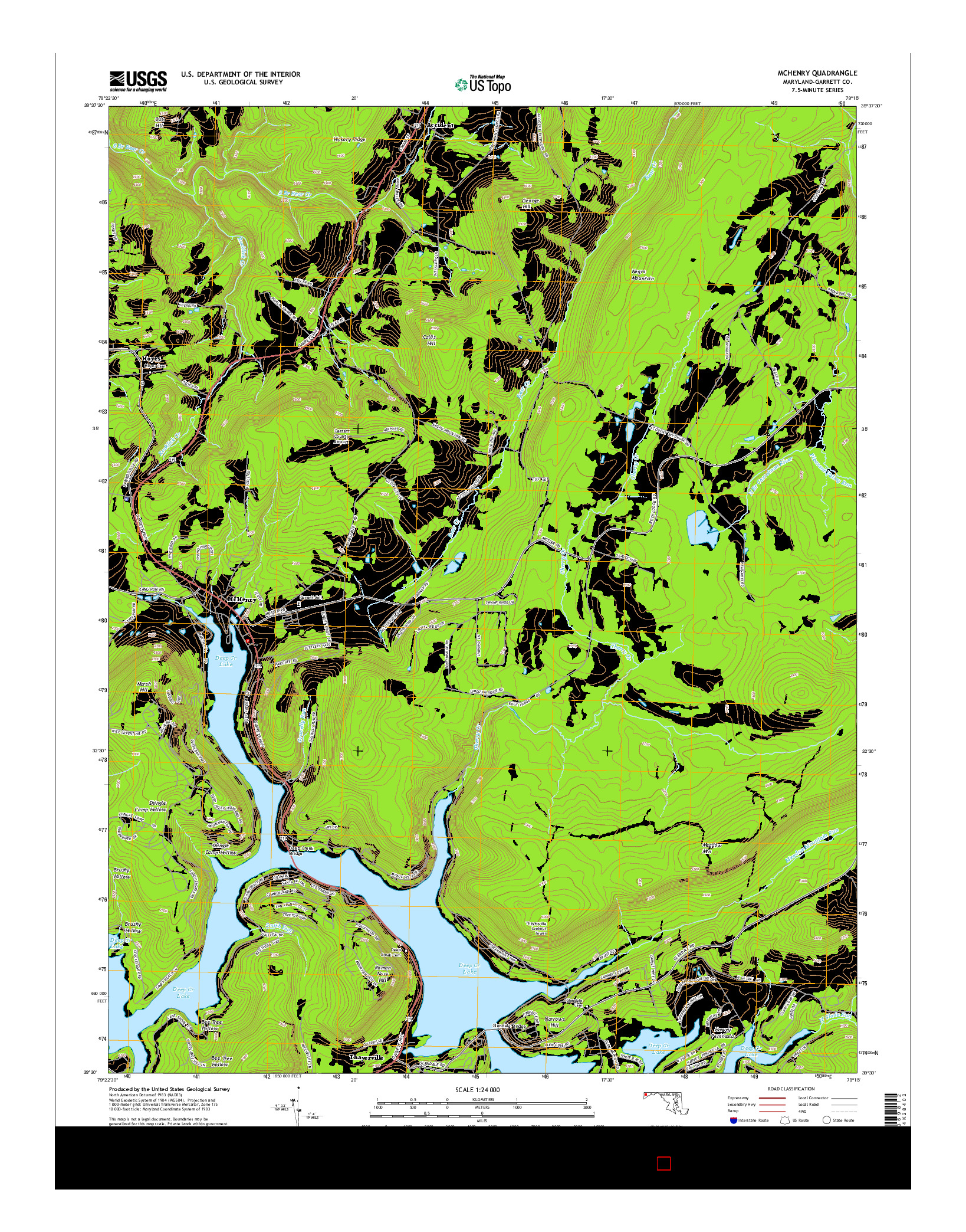 USGS US TOPO 7.5-MINUTE MAP FOR MCHENRY, MD 2014