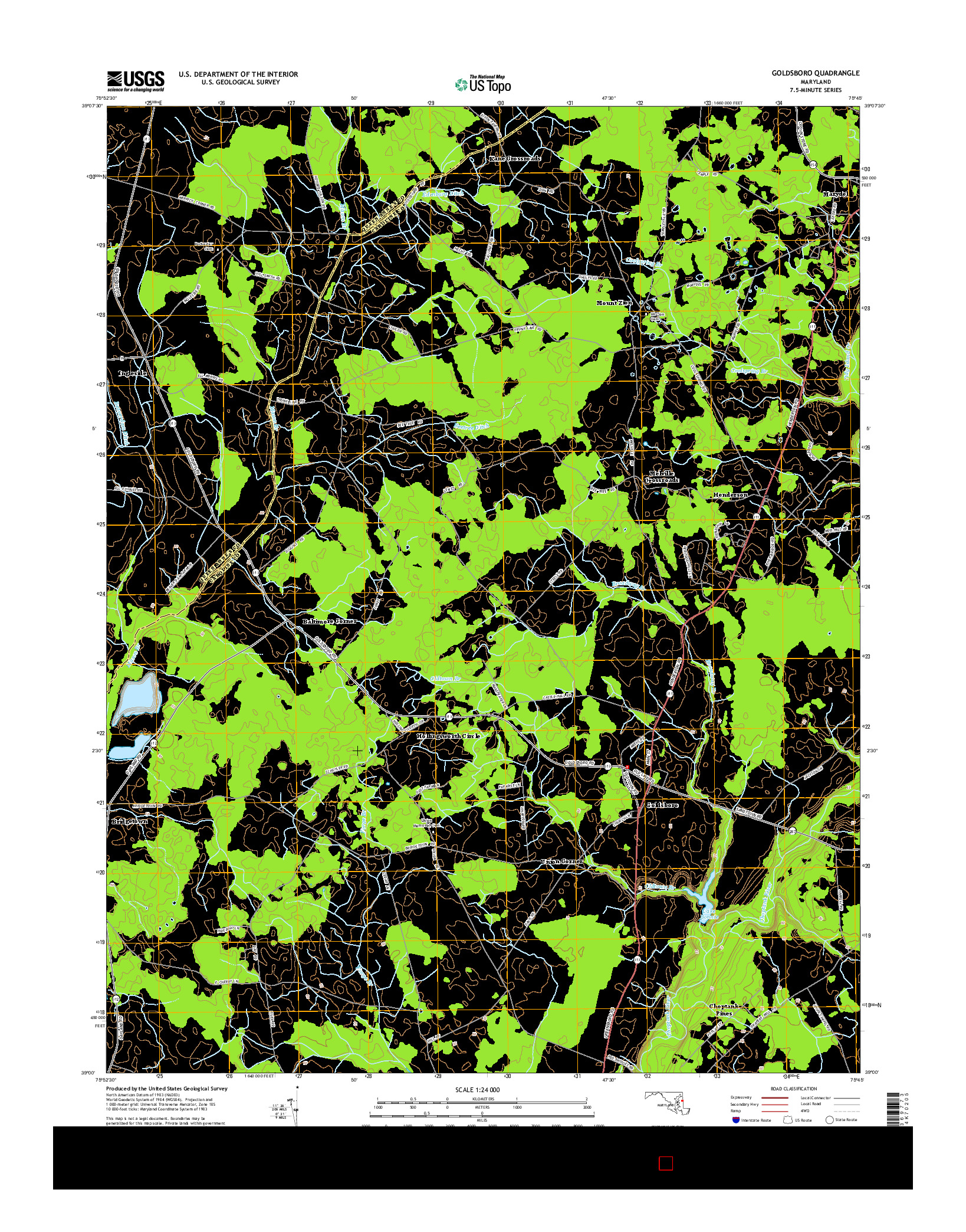 USGS US TOPO 7.5-MINUTE MAP FOR GOLDSBORO, MD 2014