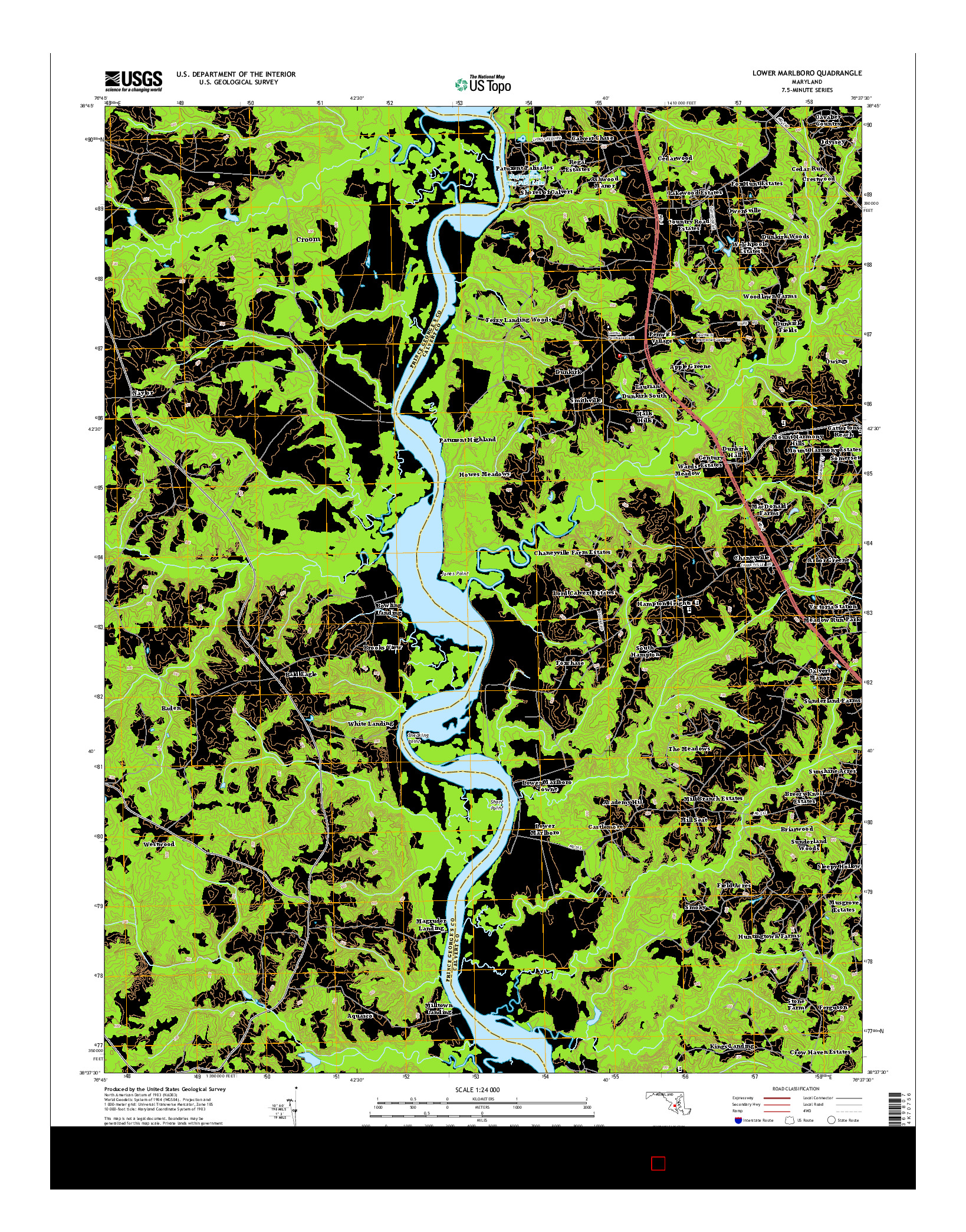 USGS US TOPO 7.5-MINUTE MAP FOR LOWER MARLBORO, MD 2014