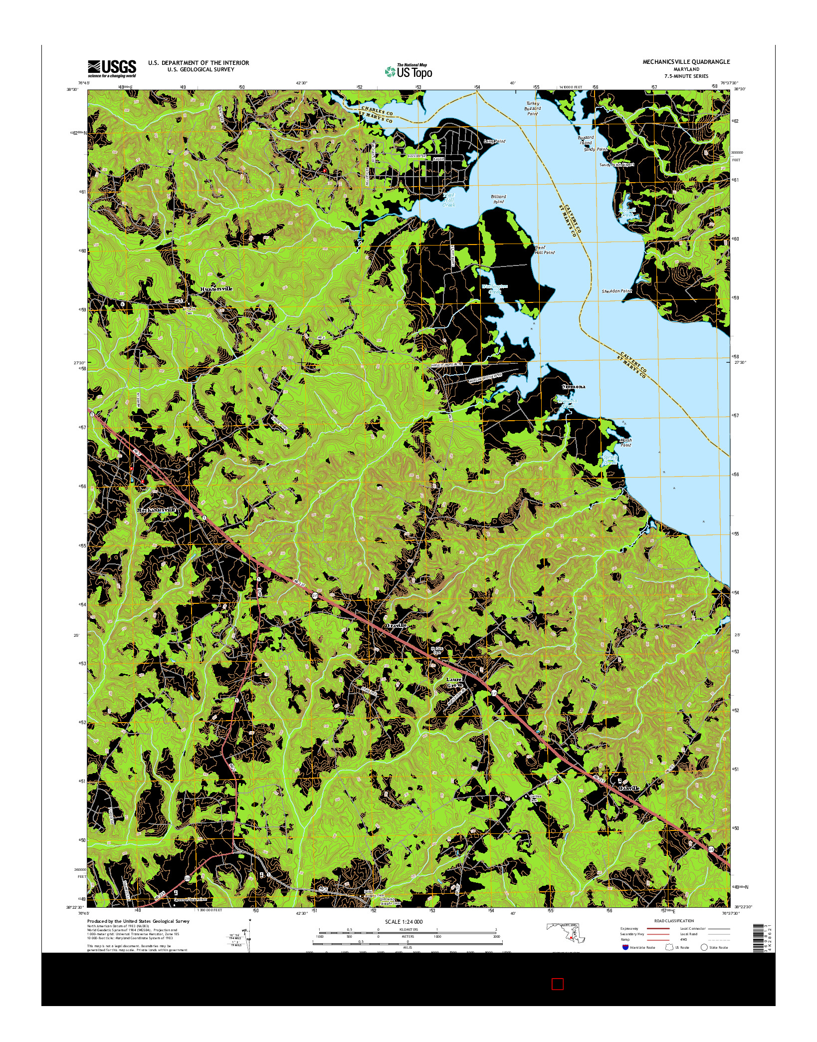 USGS US TOPO 7.5-MINUTE MAP FOR MECHANICSVILLE, MD 2014