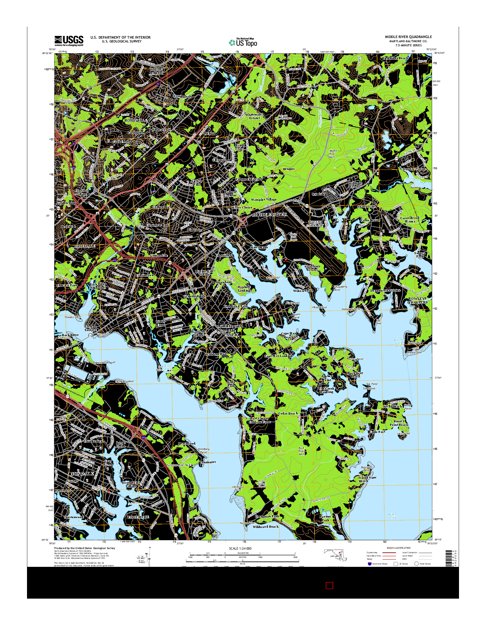 USGS US TOPO 7.5-MINUTE MAP FOR MIDDLE RIVER, MD 2014