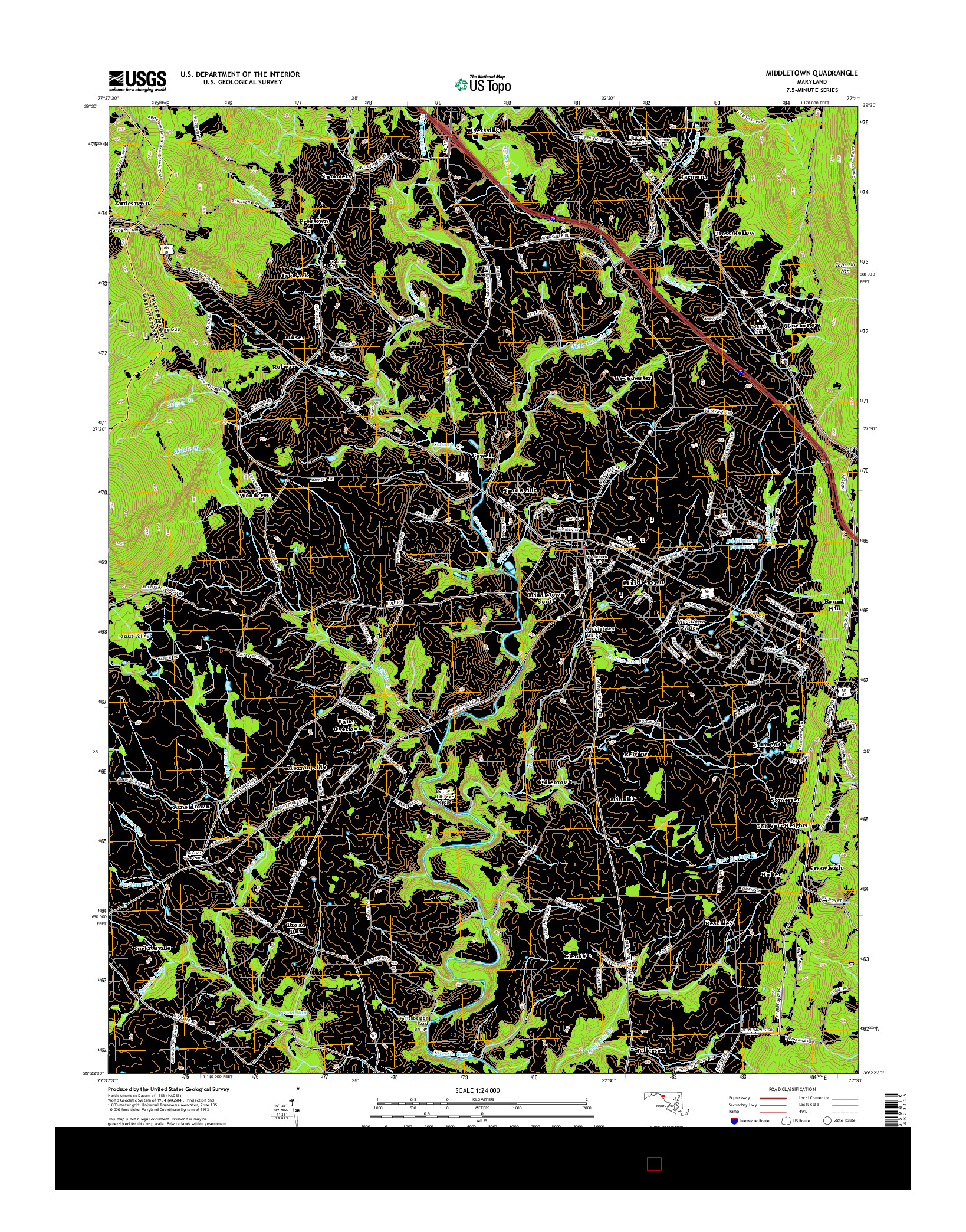 USGS US TOPO 7.5-MINUTE MAP FOR MIDDLETOWN, MD 2014