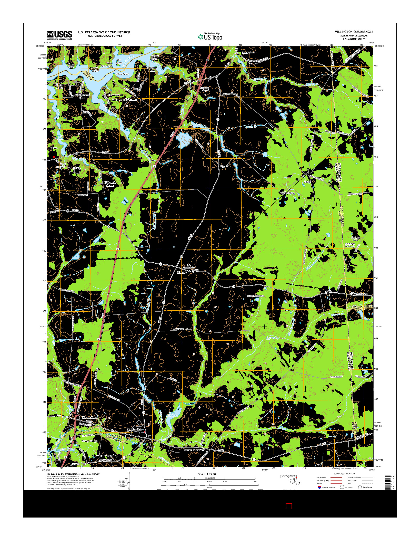 USGS US TOPO 7.5-MINUTE MAP FOR MILLINGTON, MD-DE 2014