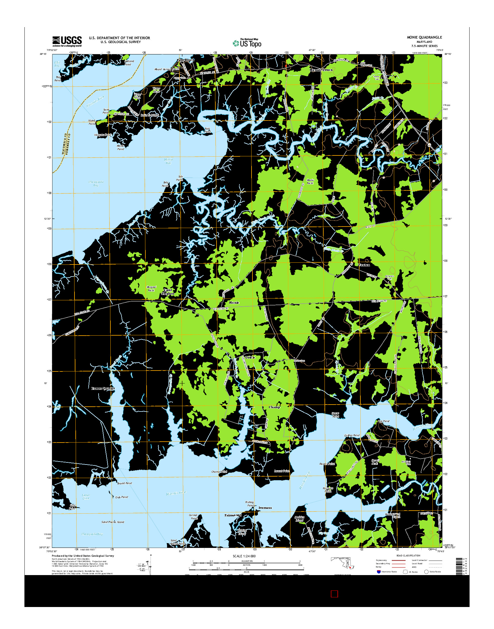 USGS US TOPO 7.5-MINUTE MAP FOR MONIE, MD 2014